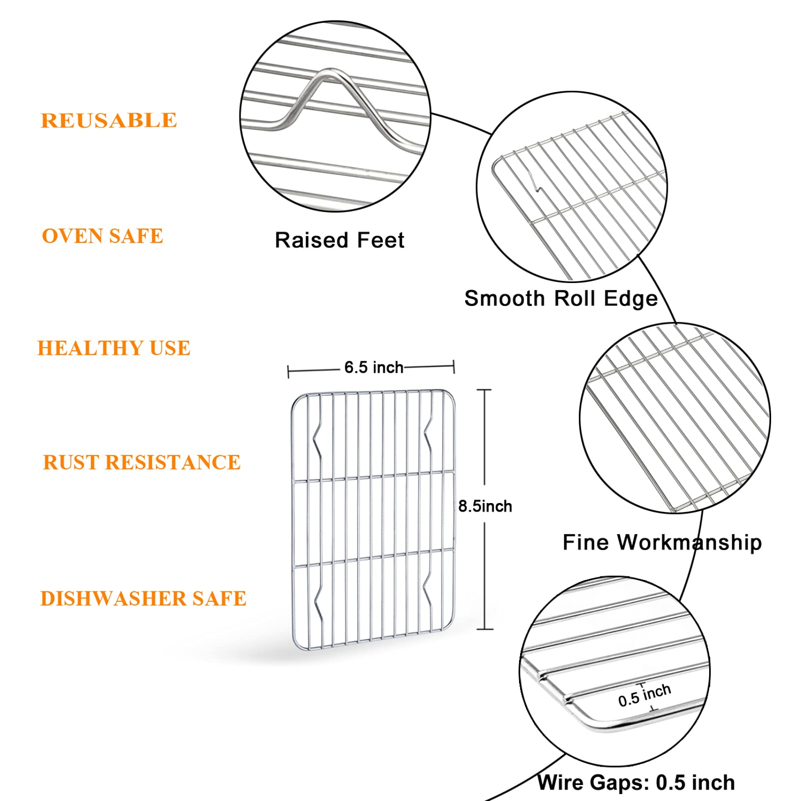 Teamfar 9'' X 7'' X 1'' Toaster Oven Pan With Rack Set Of 4, Stainless Steel Compact Toaster Ovenware Pan With Cooling Rack, Hea