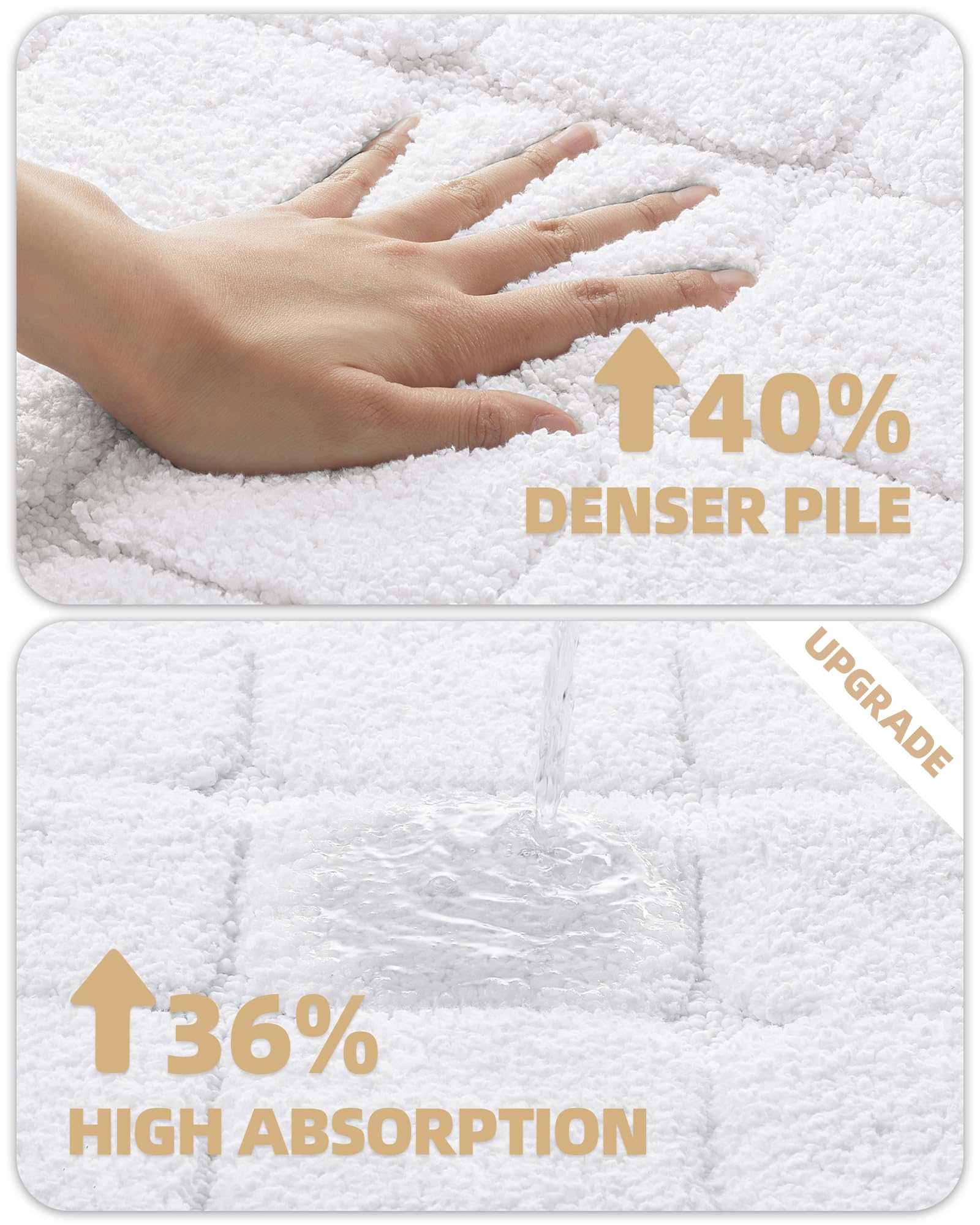 Color&Geometry White Bath Mat Non Slip Washable- 17''X30'' Luxury Absorbent Bath Mats For Bathroom, Sink, Bathtub, Thick Soft Sh