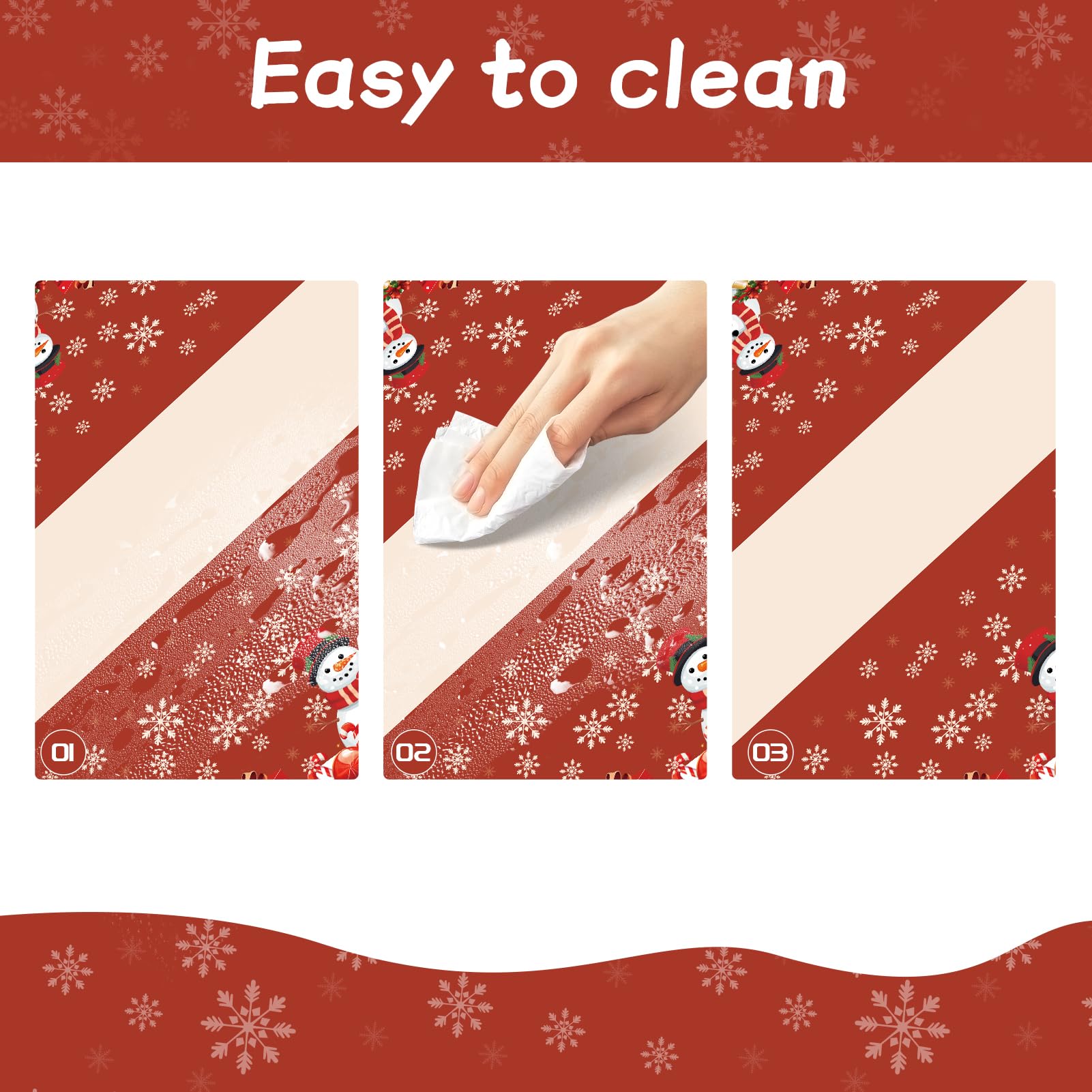 Christmas Tablecloth, 3 Pack Disposable Plastic Tablecloth 54'' X 108'' Christmas Party Supplies,Christmas Table Cloth Plastic T