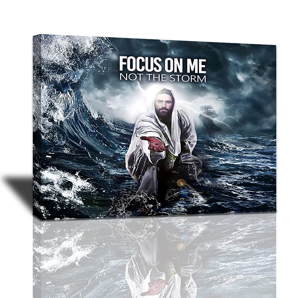 Tourrest Christian Jesus Cross Canvas Wall Art Religious Faith Poster Large Wooden Wall D  Cor Christ Bible Framed Artwork For C