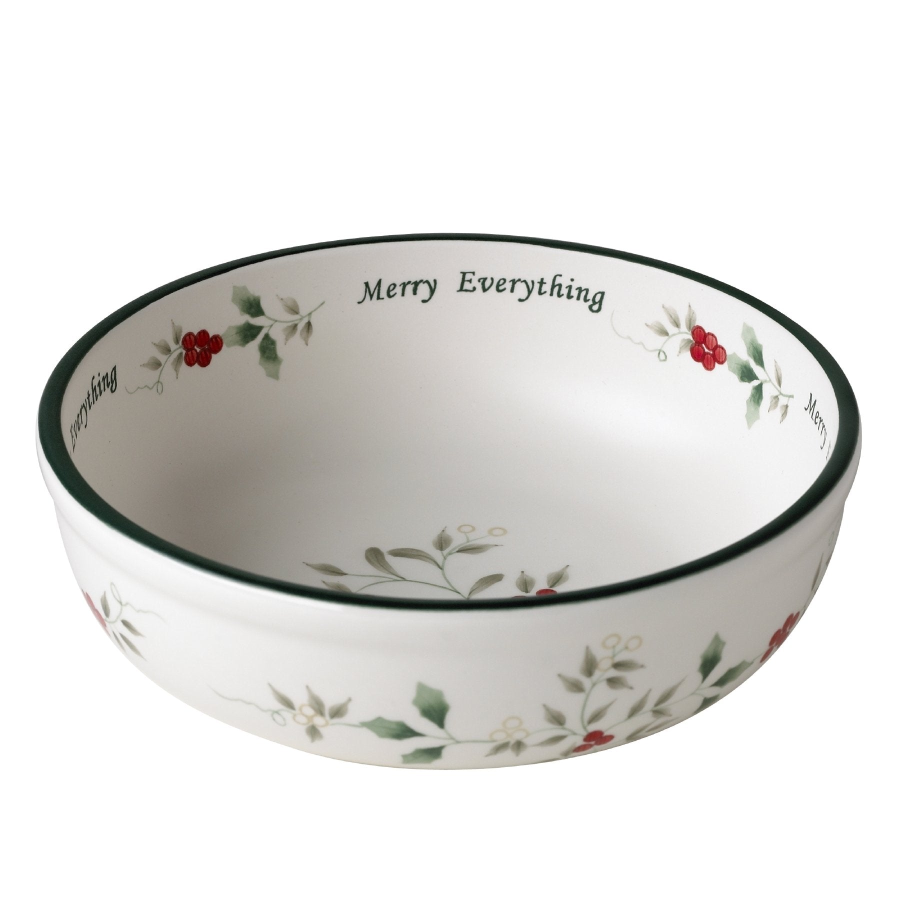 Pfaltzgraff Winterberry Hard Dolomite Candy Tidbit Dish Bowl (7-Inch) - , Red/Green /White