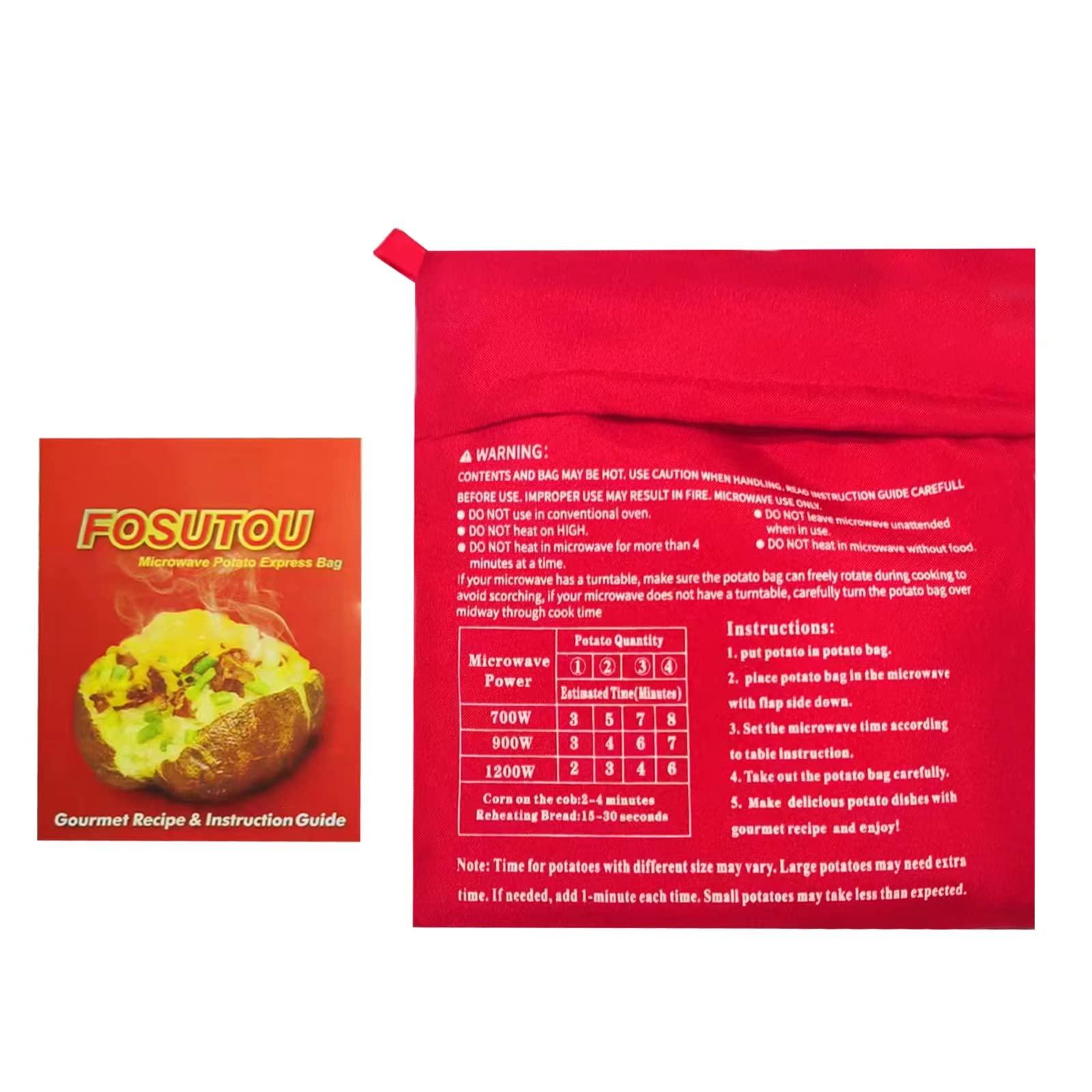 Fosutou Easy Microwave Potato Bag, Making Express, Delicious, Potatoes In Just 4 Min With Gourmet Recipe.