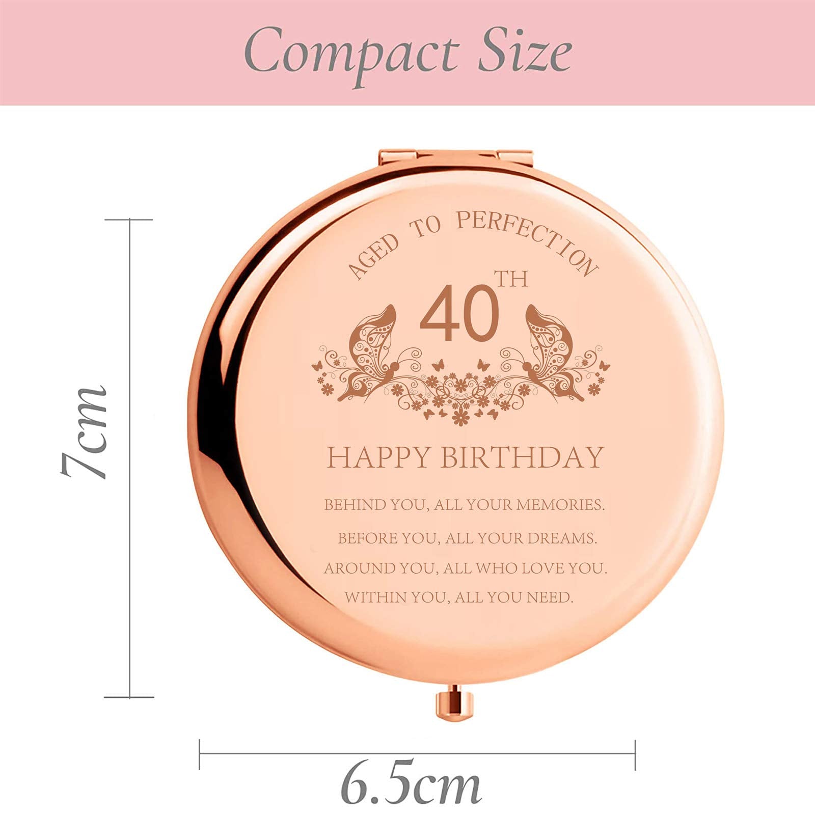 Sfhmtl 40Th Birthday Gift For Mom Stainless Steel Portable Compact Makeup Mirror Behind You All Your Memories Presents With Gift