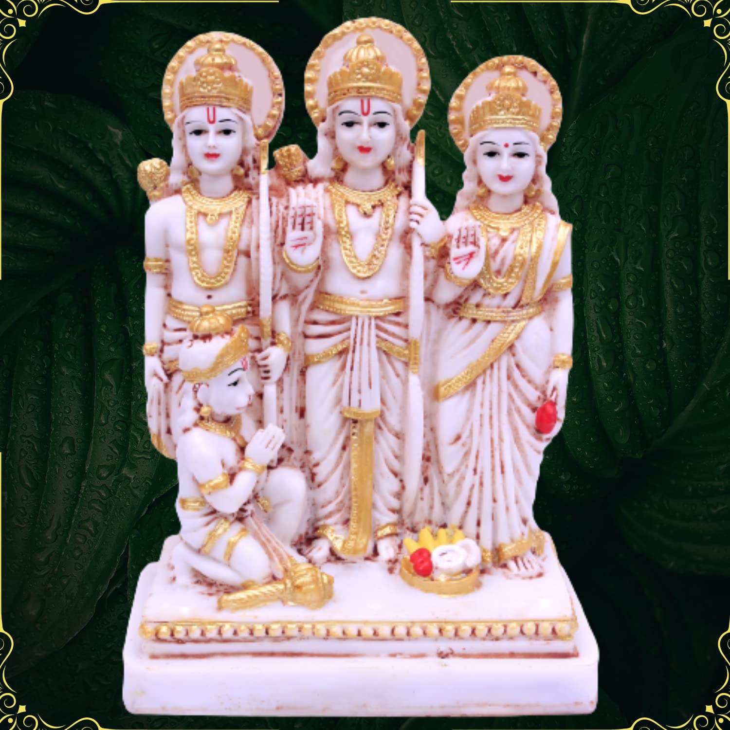 Buji Craft Shri Ram Darbar Laxman Hanuman Sita Rama Parivaram Ramaparivaram Showpiece Figurine Idol Murti Mandir Pooja Outdoor G