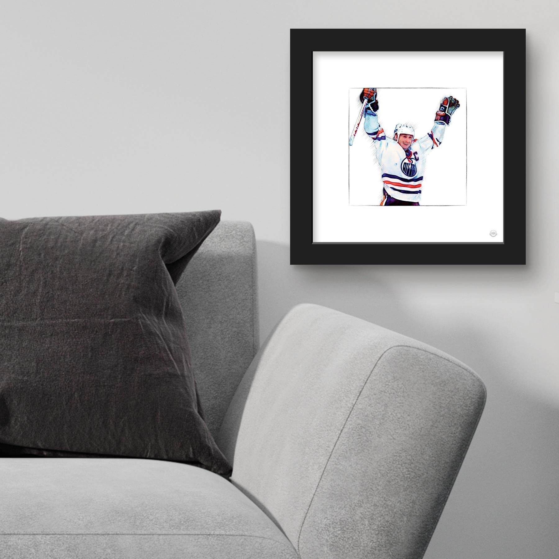 Trends International Gallery Pops Wayne Gretzky - Art Sketch Oilers Celebrate Wall Art Wall Poster, 12'' X 12'', Black Frame Ver