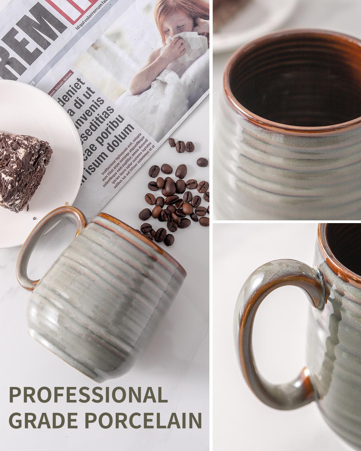 Hasense Coffee Mug, 20 Oz Large Ceramic Latte Cup With Big Handle, Pottery Tea Cup For For Office And Home, Oversized Mug Gift F