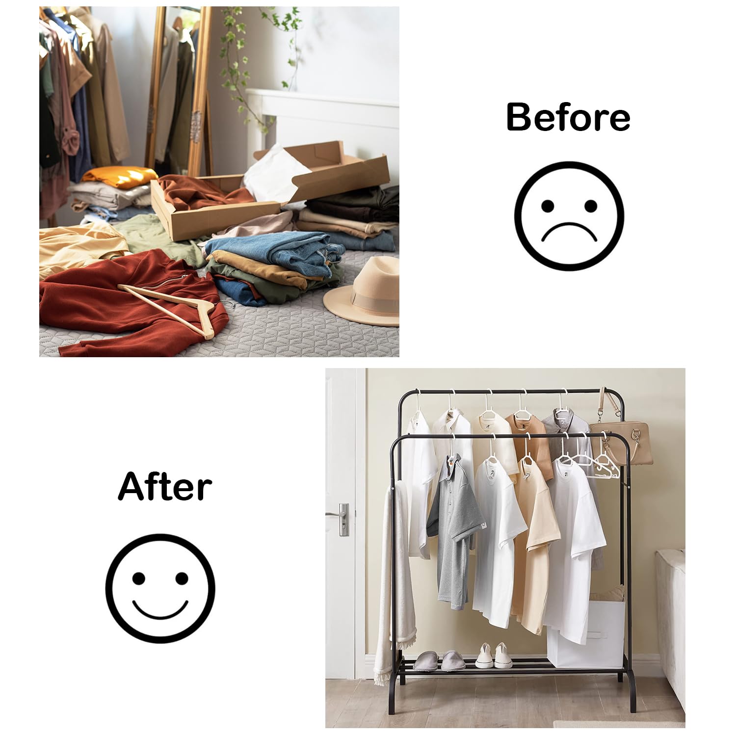 Lukzer Multi-Functional Cloth Stand With Wheels & Bottom Shelves  Metal Rack For Hanging Clothes, Coats, And Hats  Diy Storage S