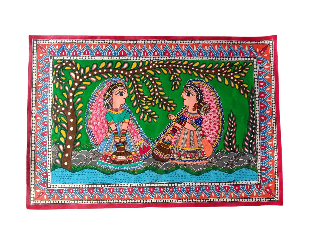Mini Art Mithila Painting Madhubani Painting (22 X 15 Inch)-Unframed