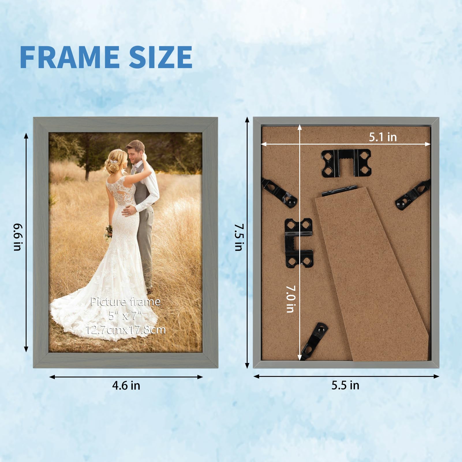 WIFTREY Grey 5x7 Picture Frame Set of 18, 5 x 7 Photo Frames Bulk for Wall Hanging or Tabletop Display