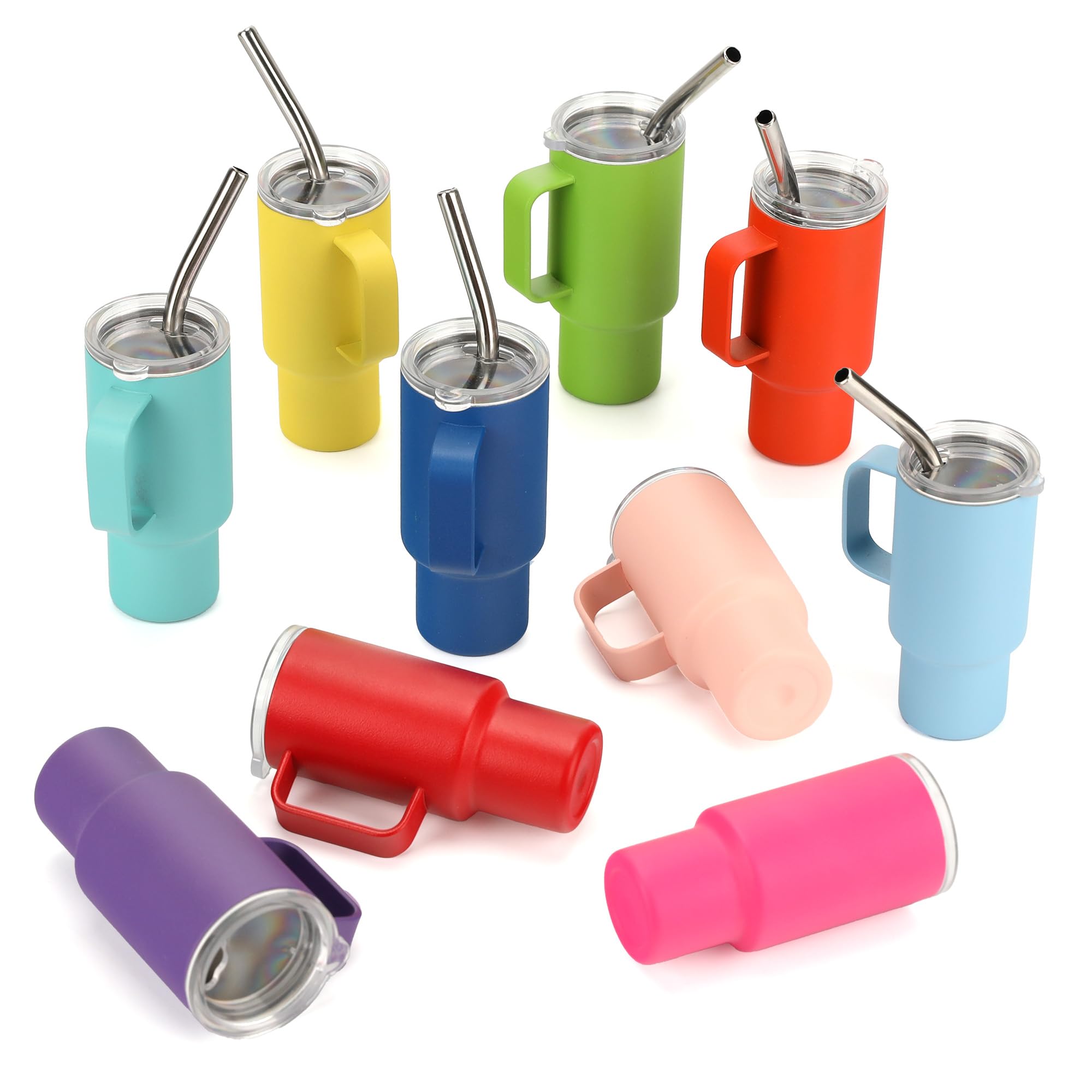 STFALI Cute Shot Glasses with Handle 2 oz, Mini Shot Tumbler with Lid and Straw, Kawaii Insulated Tumblers for Espresso Coffee S