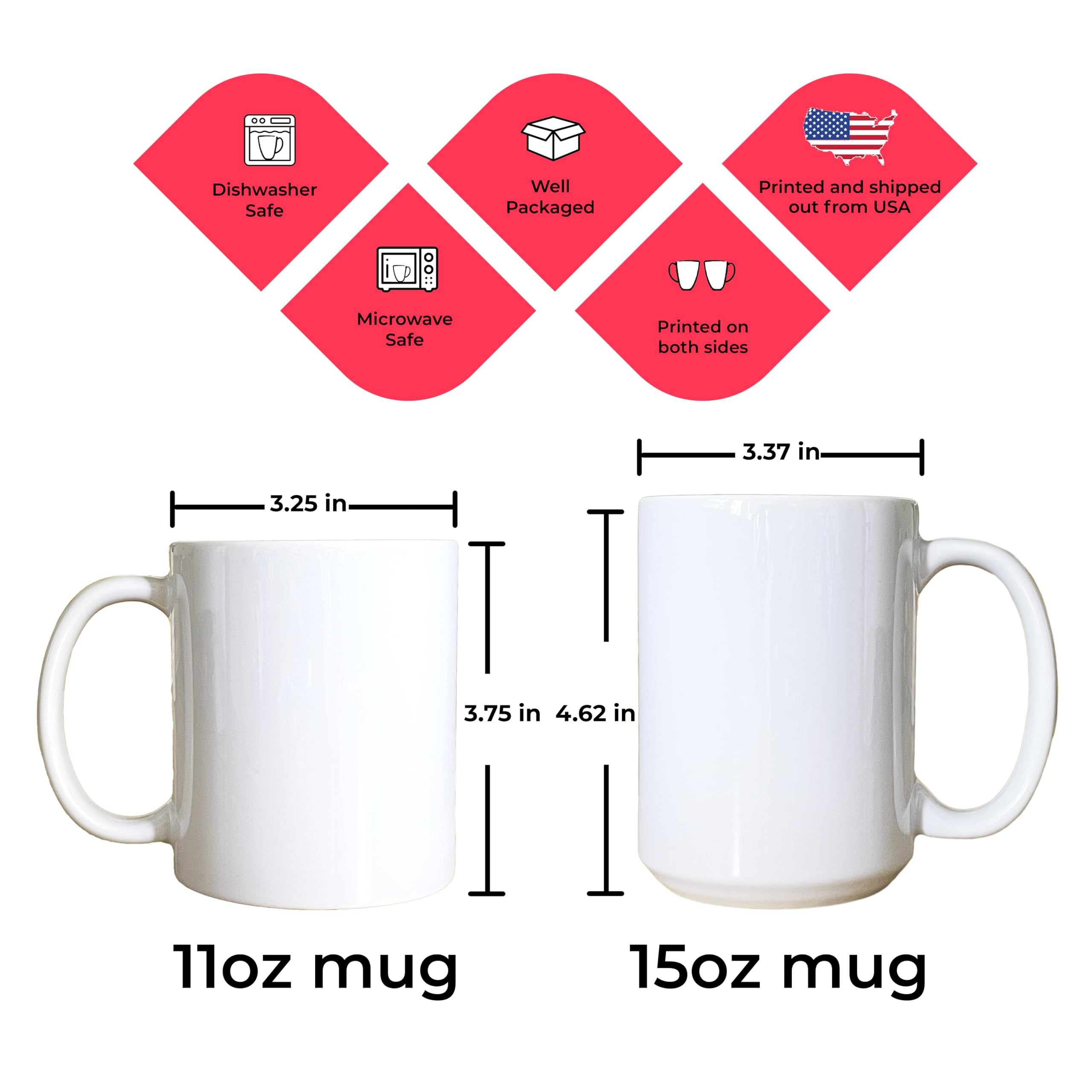 Custom Coffee Mugs - Personalized Ceramic Tea Cups With Text, Picture, Logo, Image - Unique Gift For Men Women Couples - 11 & 15