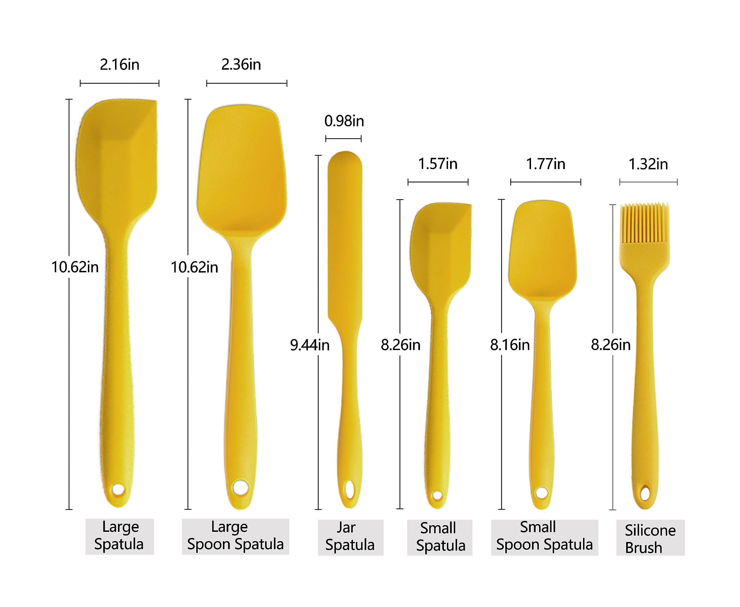 Silicone Spatula Set 6 Pieces High Heat Resistant Kitchen Scraper Spatulas,One-Pieces Seamless Design For Scraping,Cooking,Bakin