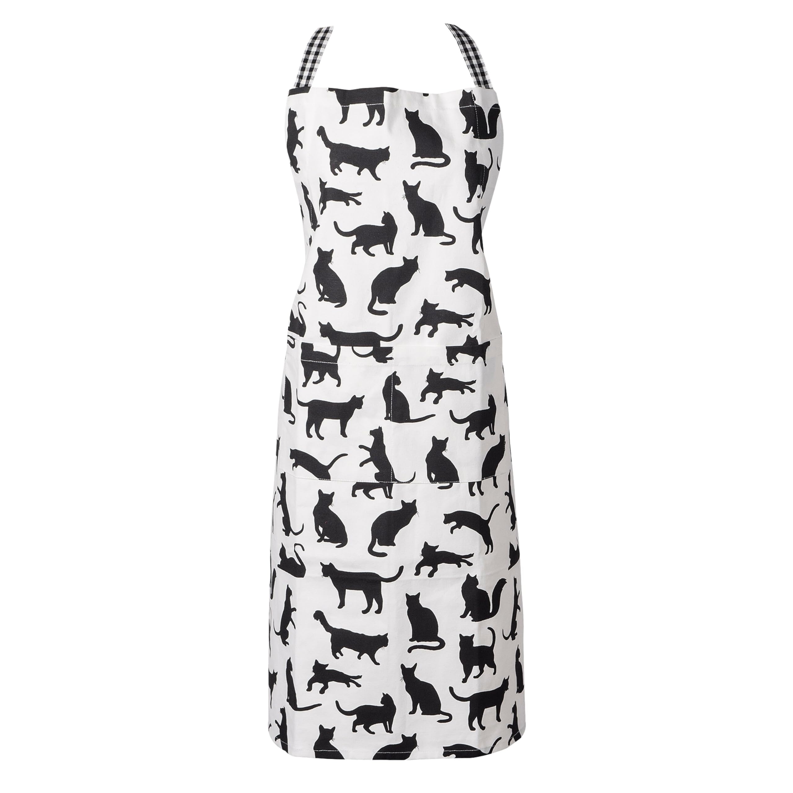 DII Everyday Pets Kitchen Collection Chef Apron, Large Pockets & Adjustable, 35x28, Black Cat Print