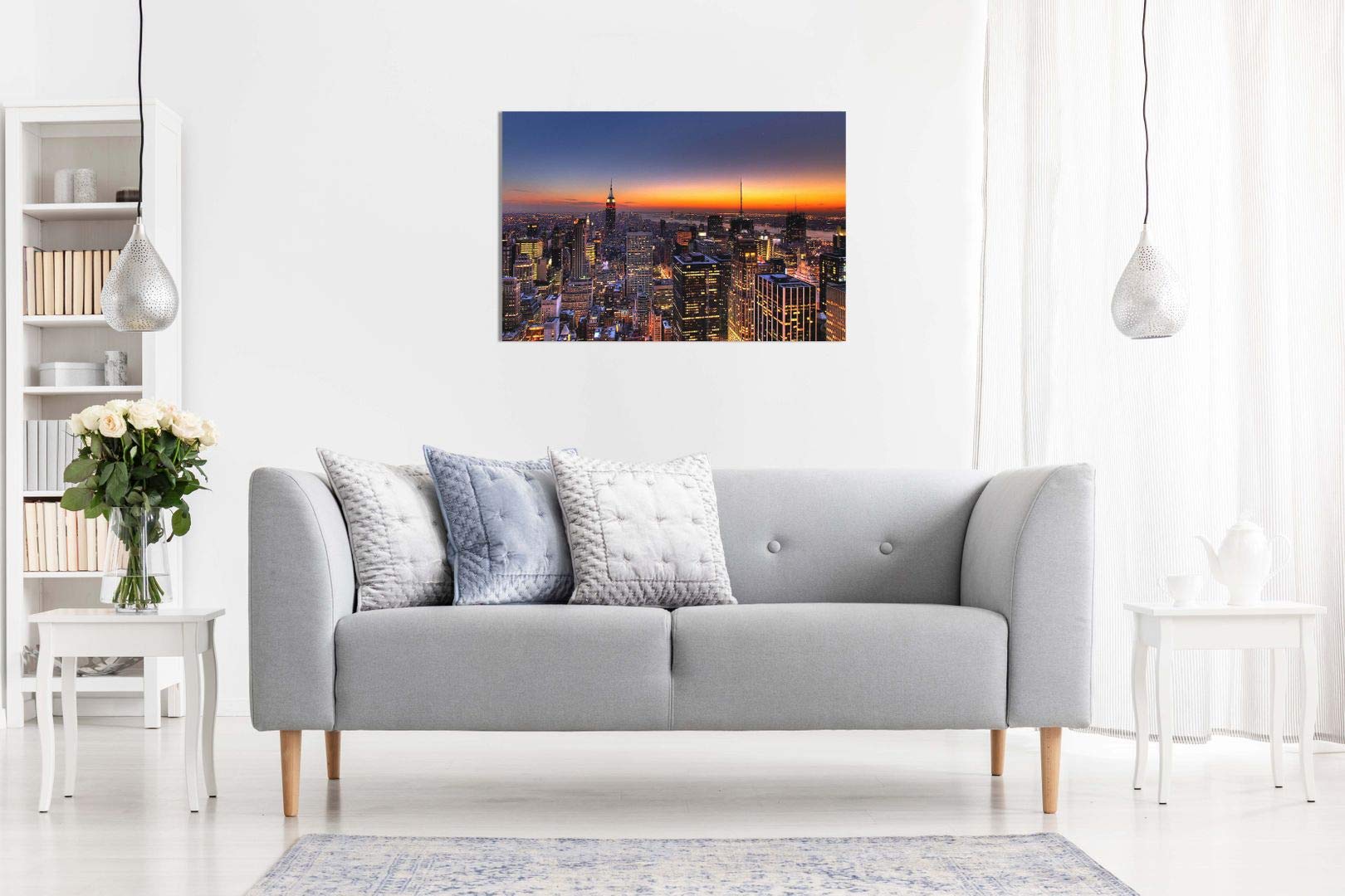 New York At Dusk Canvas Wall Art Picture Print (24X16)