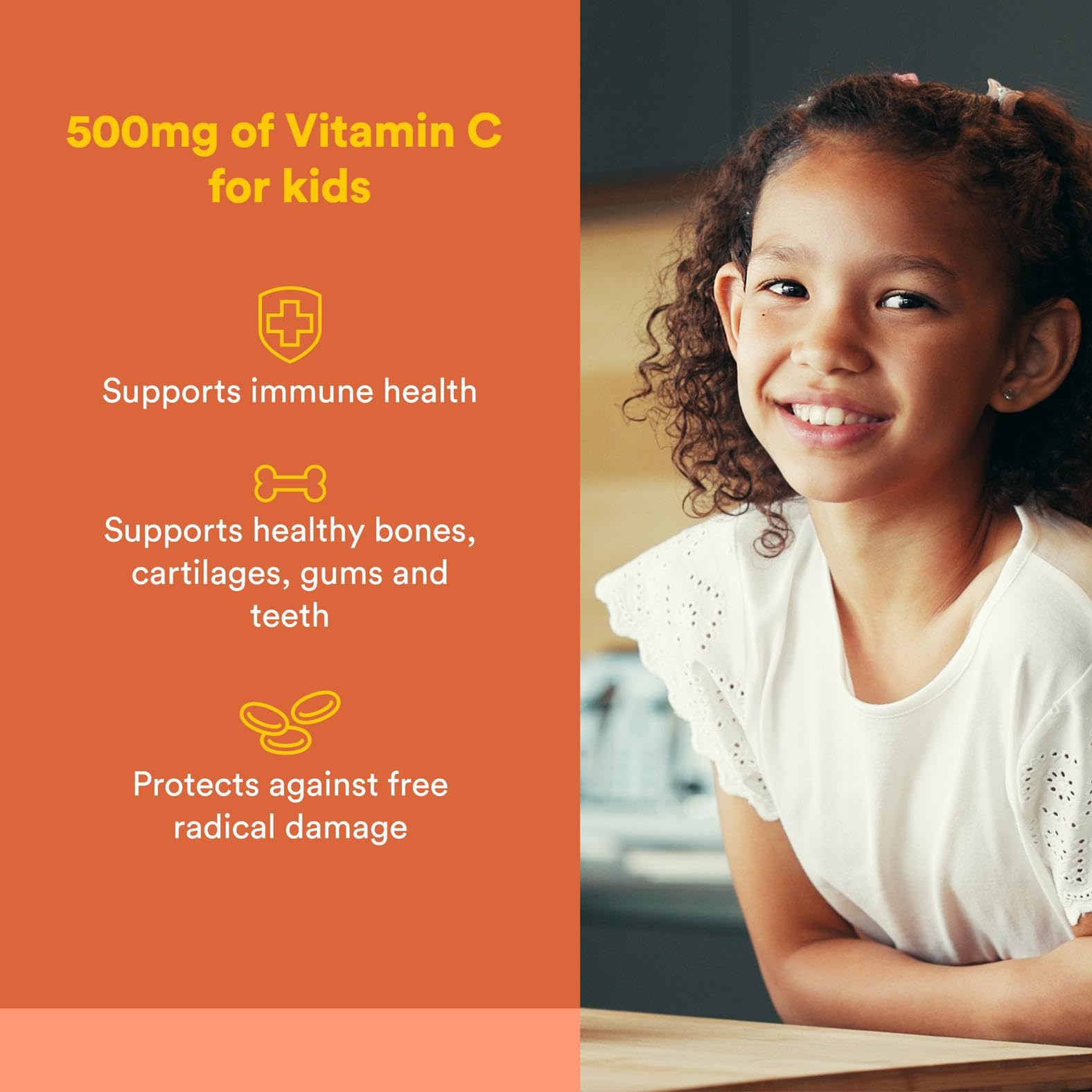 Natural Factors, Kids Chewable Vitamin C 500 Mg, Supports Immune Health, Bones, Teeth And Gums, Peach, Passionfruit And Mango, 9