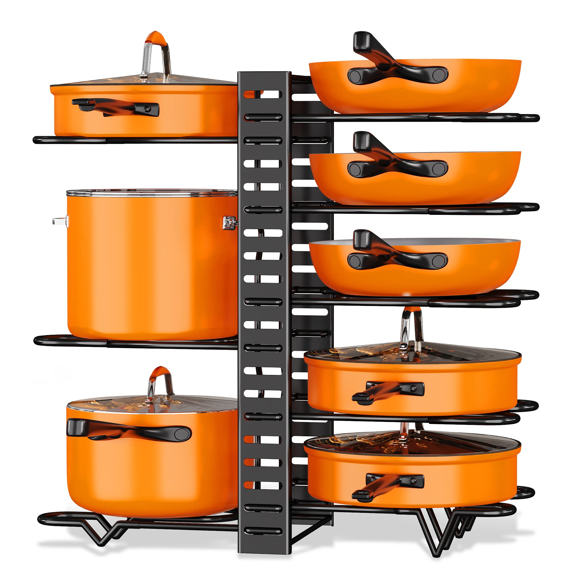 Zhoho Tant Pots And Pans Organizer For Cabinet Upgraded Pots And Pans Organizer Rack For Kitchen Storage Larger Size Pot Lids Or