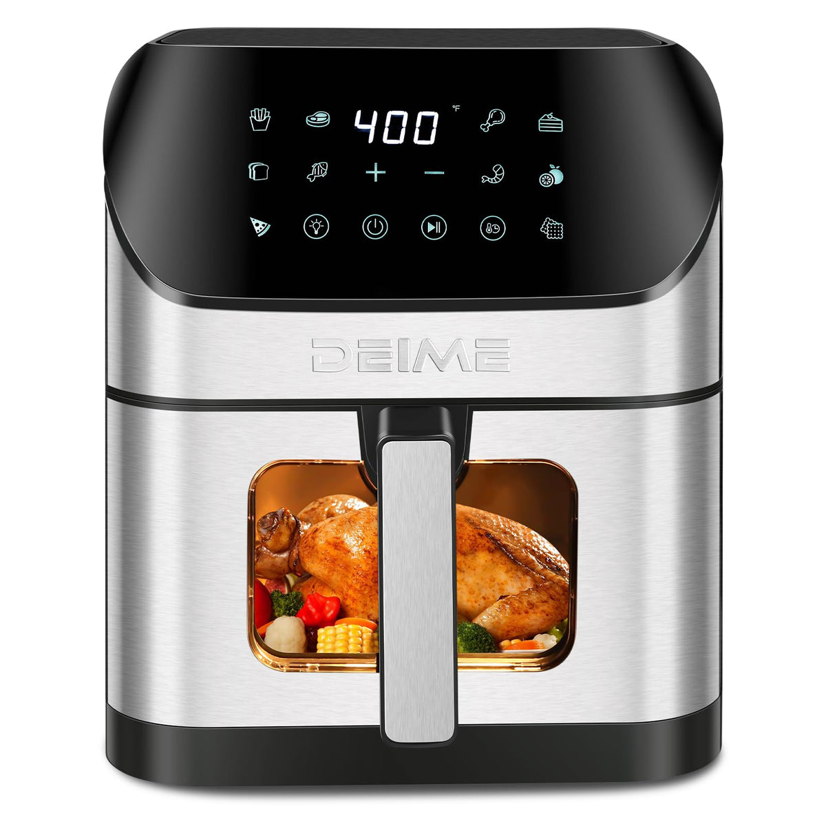 Air Fryer 6.2 Qt Oilless 1500W Large Capacity Oven Air Fryers Healthy Cooker With 10 Preset, Visual Cooking Window, Non-Stick Ba