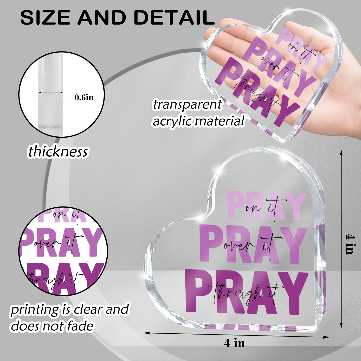 Zaxek Acrylic Religious Plaque - Purple Christian Gifts for Women, 4"x4", Modern Decor for Home & Office