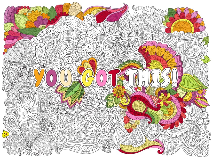 Giant Coloring Poster Motivational Quotes Mandala Style Wall Art For Adults Teens Kids (You Got This, 24X32)