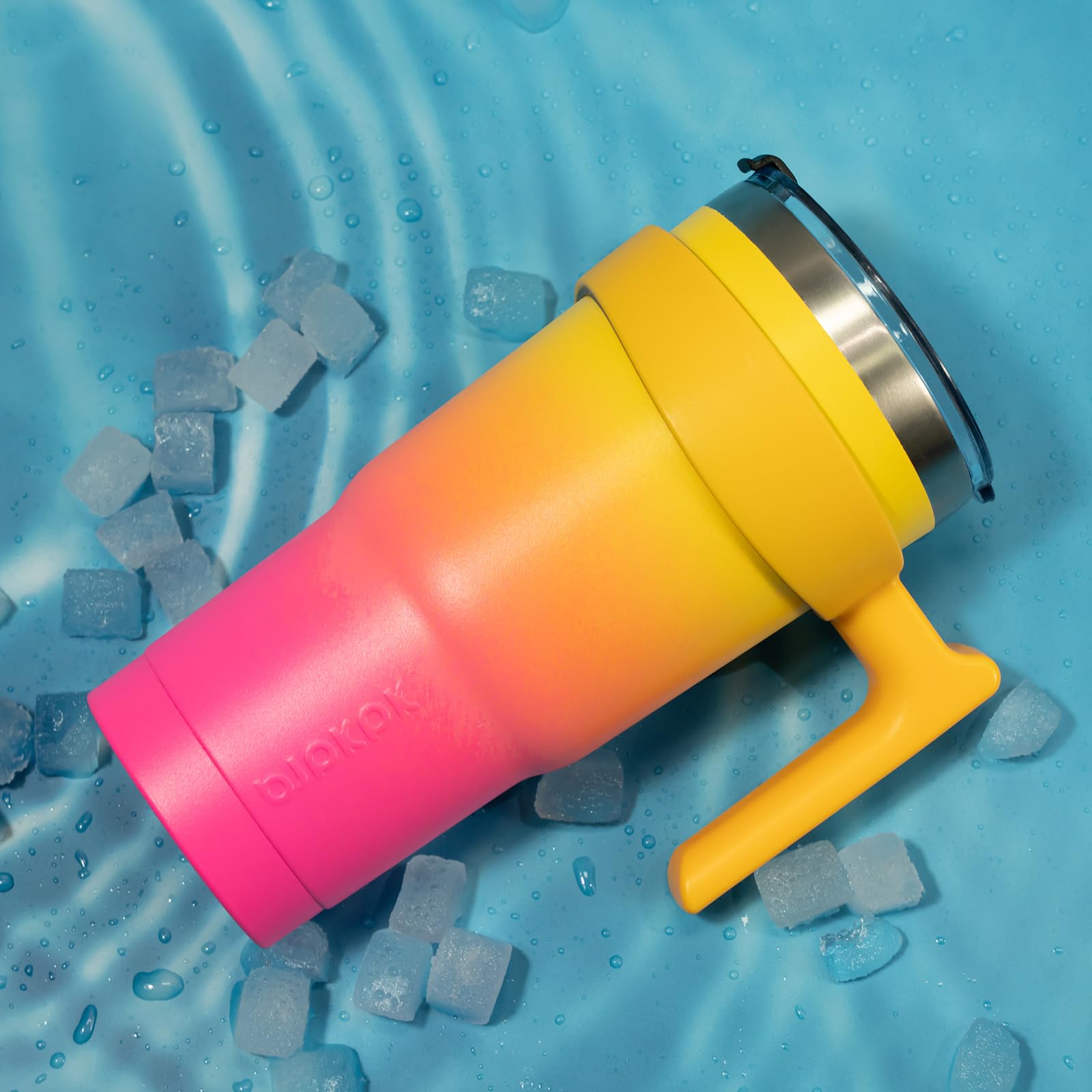 Bjpkpk Tumbler With Handle And Straw Lid 40 Oz Stainless Steel Insulated Coffee Tumbler Cups For Home, Office Or Car,Turquoise