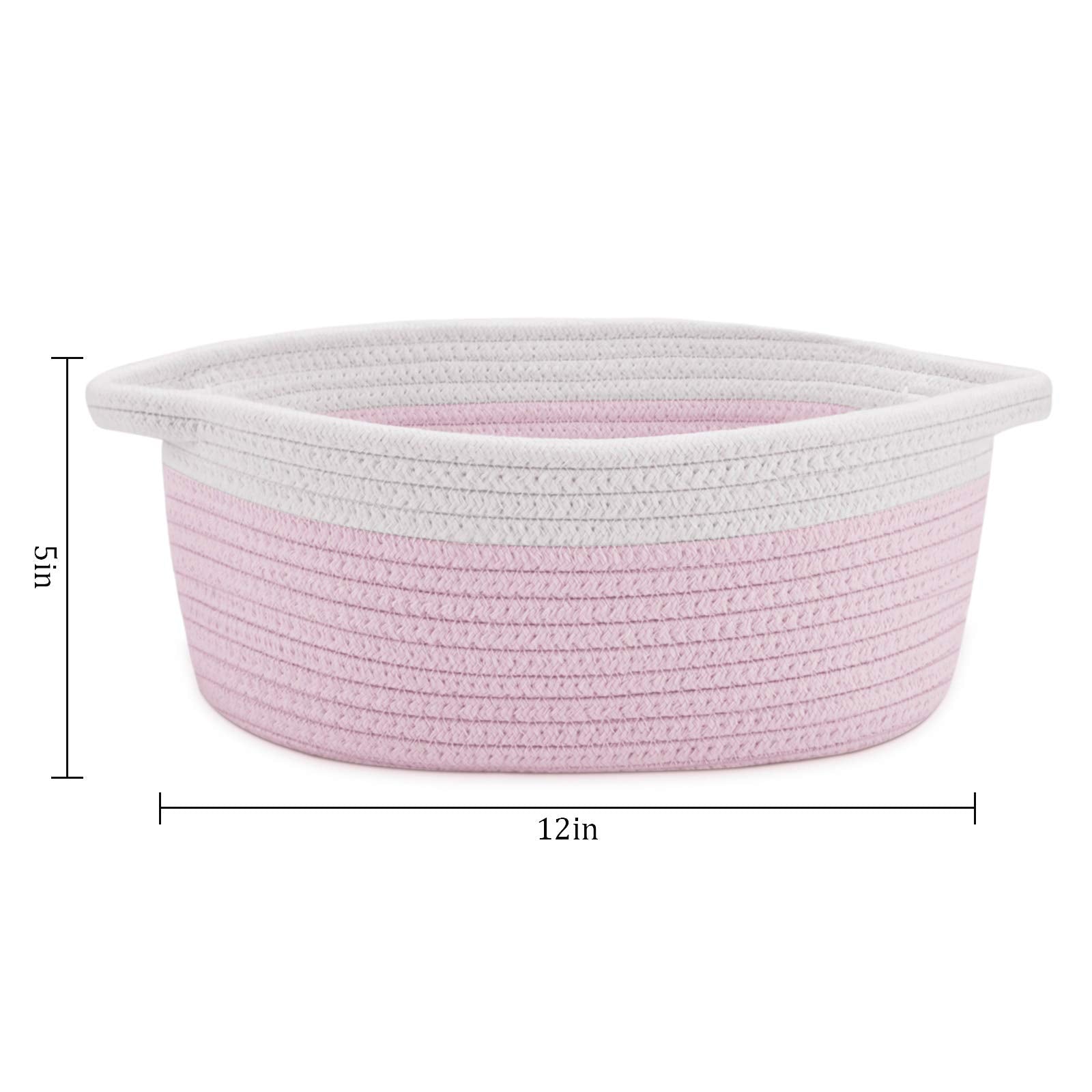 ABenkle Small Woven Basket  Pink Basket  Pink Baby Girl Gifts Basket  Baby Gifts for Newborn Girl  Shelf Storage Basket  Cute Rope Basket Chest Box  Empty Gift Basket  Decorative Basket Nursery