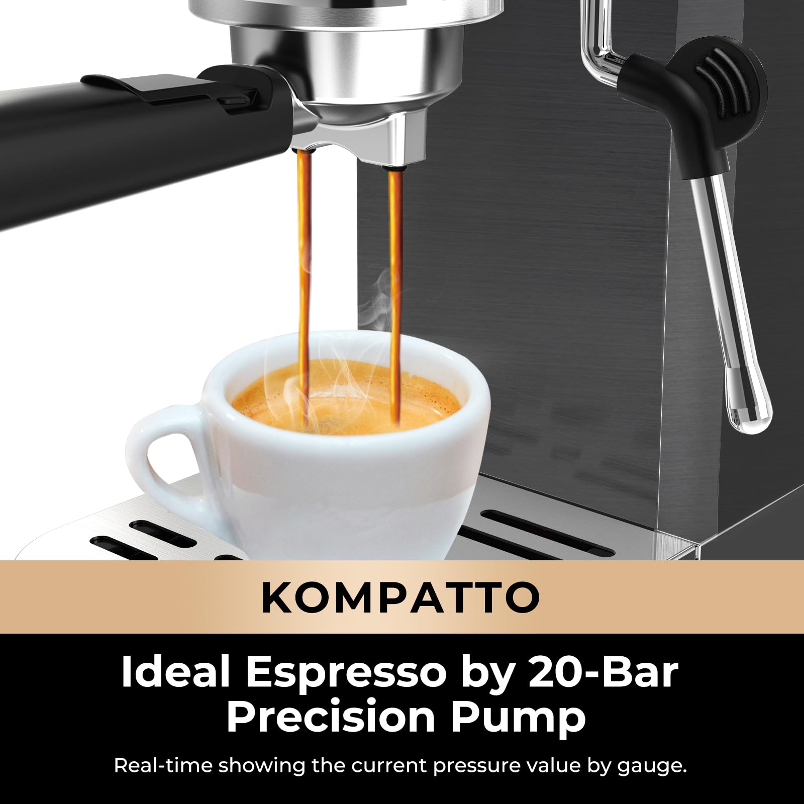 Chulux Slim Espresso Machine With Milk Frother Steam Wand, 20 Bar Professional Italian Pump Semi Automatic Espresso Coffee Machi