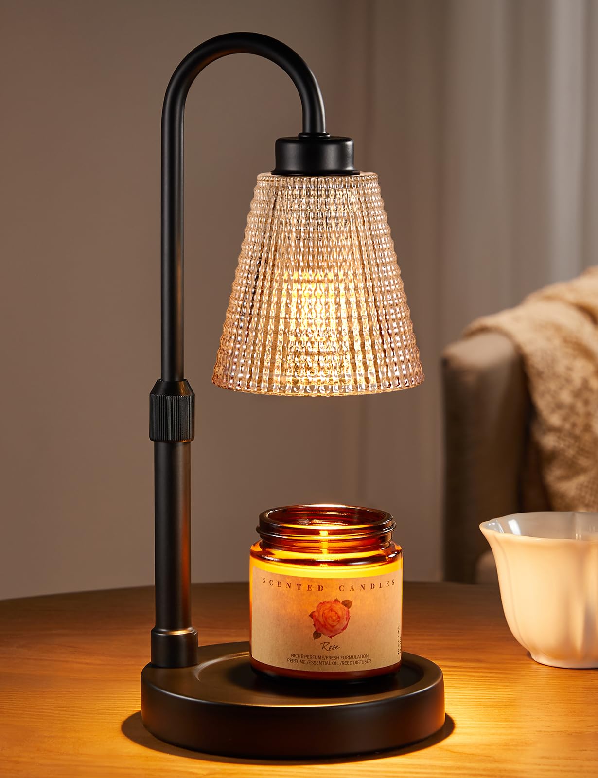 Innqoo Amber Candle Warmer Lamp with Timer, Dimmable Candle Warmer for Jar Candles, Height Adjustable Wax Melts Warmer, Birthday