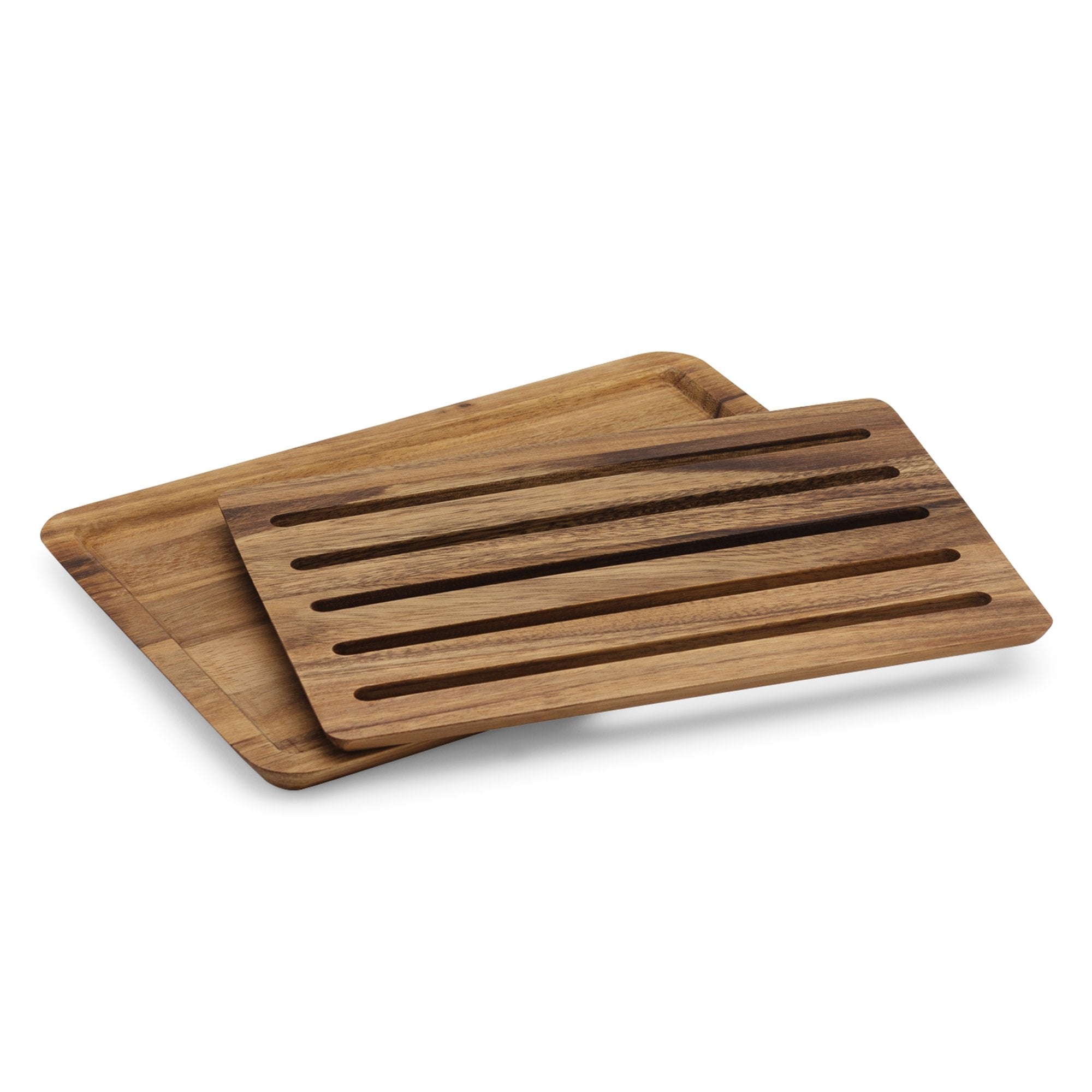 Ironwood Gourmet Nesting Bread Cutting Board, Acacia Wood with Crumb Catcher, 10.25 x 14.75 x 0.75 inches, Model 28675