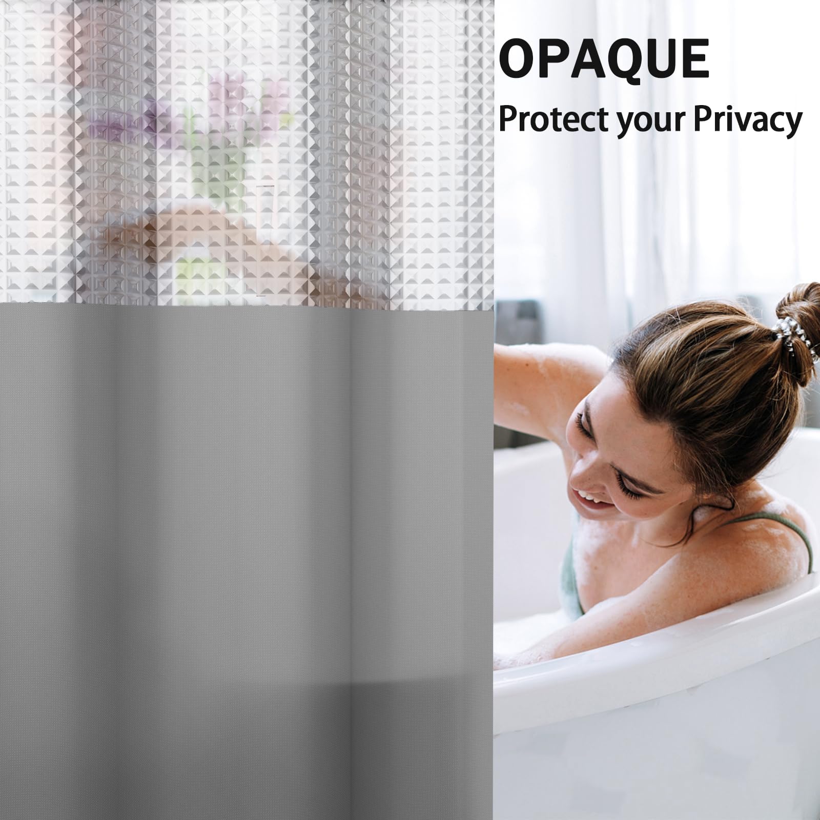 Color Block Shower Curtain, 72 X 72 Inch - Grey Shower Curtain, Plastic Waterproof Shower Curtain For Bathroom, With 12 Plastic