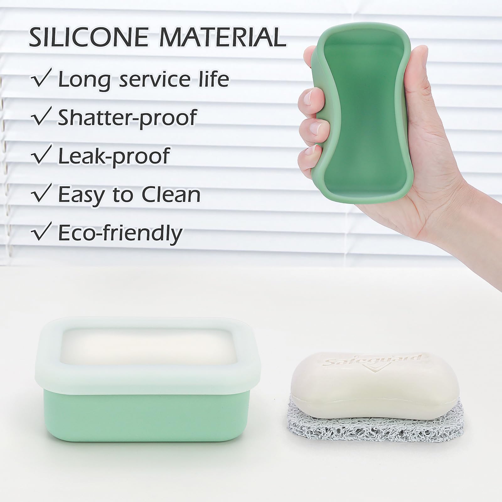 Aidimming Leak Proof Silicone Travel Soap Case,Shampoo Bar Holder, Compact Portable Soap Container For One Regular Bar Soap Perf