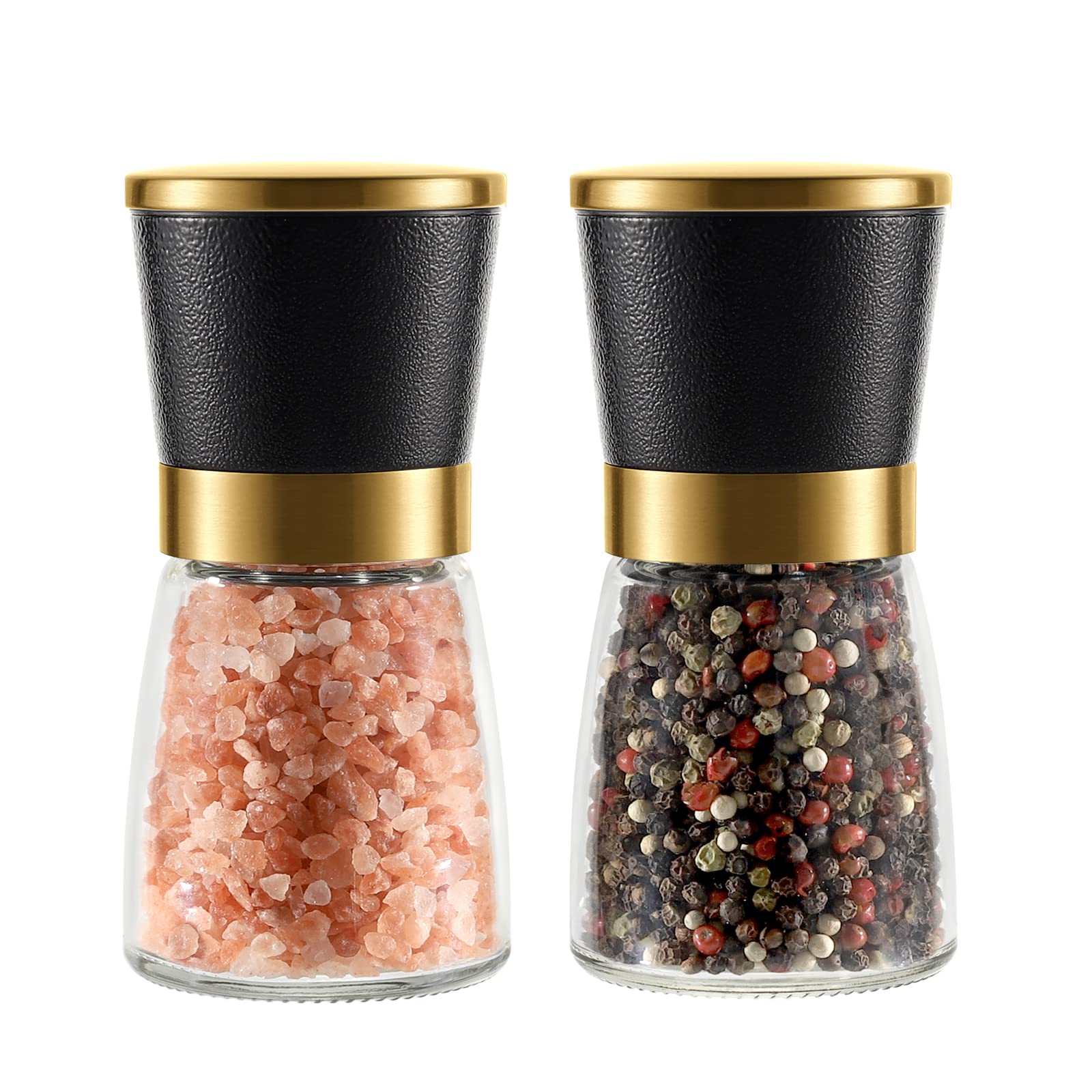 Vevok Chef Gold Salt And Pepper Grinder Set Stainless Steel Salt And Pepper Mill Set Ceramic Adjustable Coarseness Spice Grinder