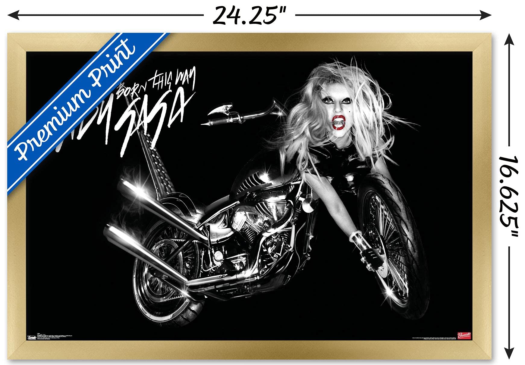 Trends International Lady Gaga - Cover Wall Poster, 14.725'' X 22.375'', Gold Framed Version