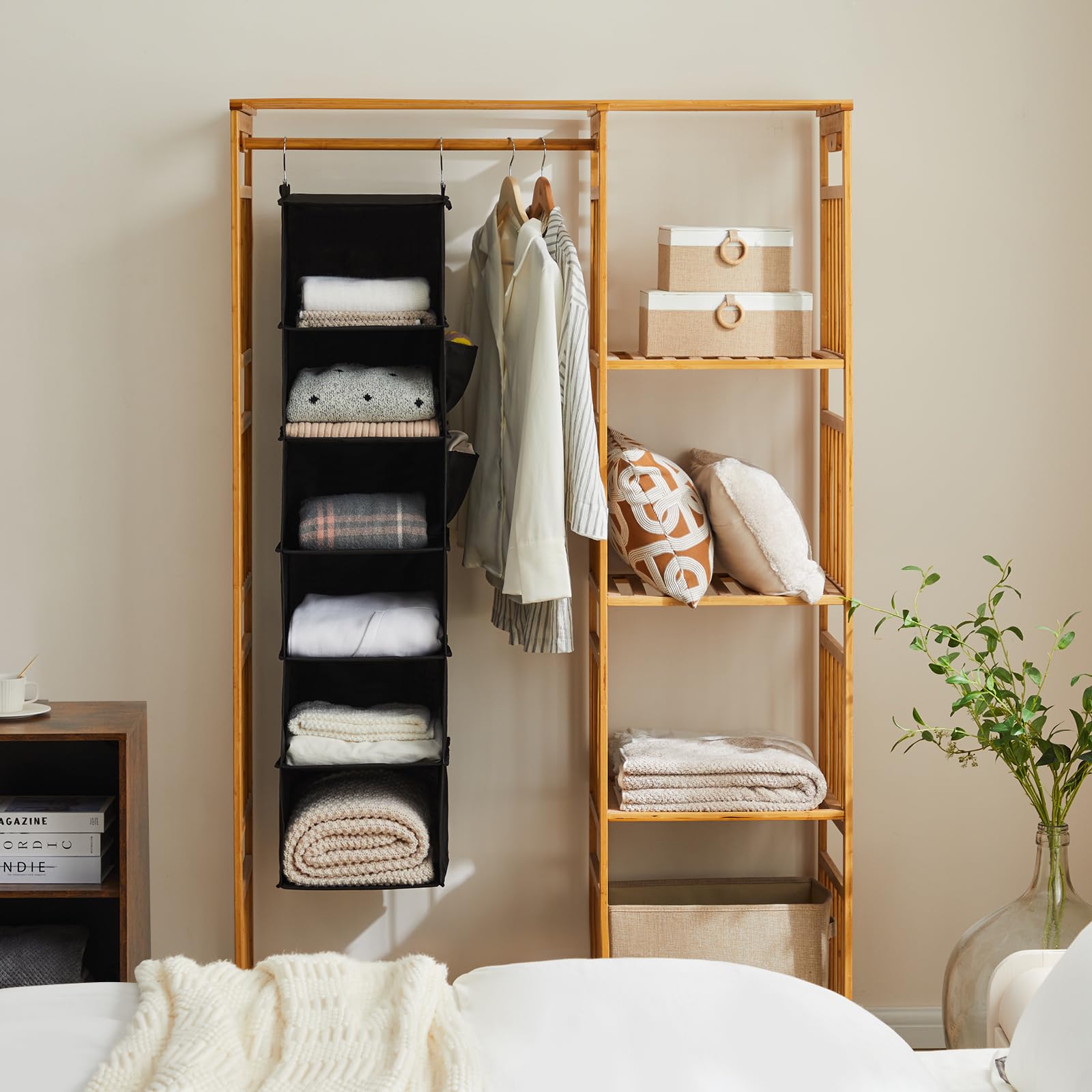 YOUDENOVA Hanging closet Organizers and Storage  6-Shelf Hanging closet Shelves  Black