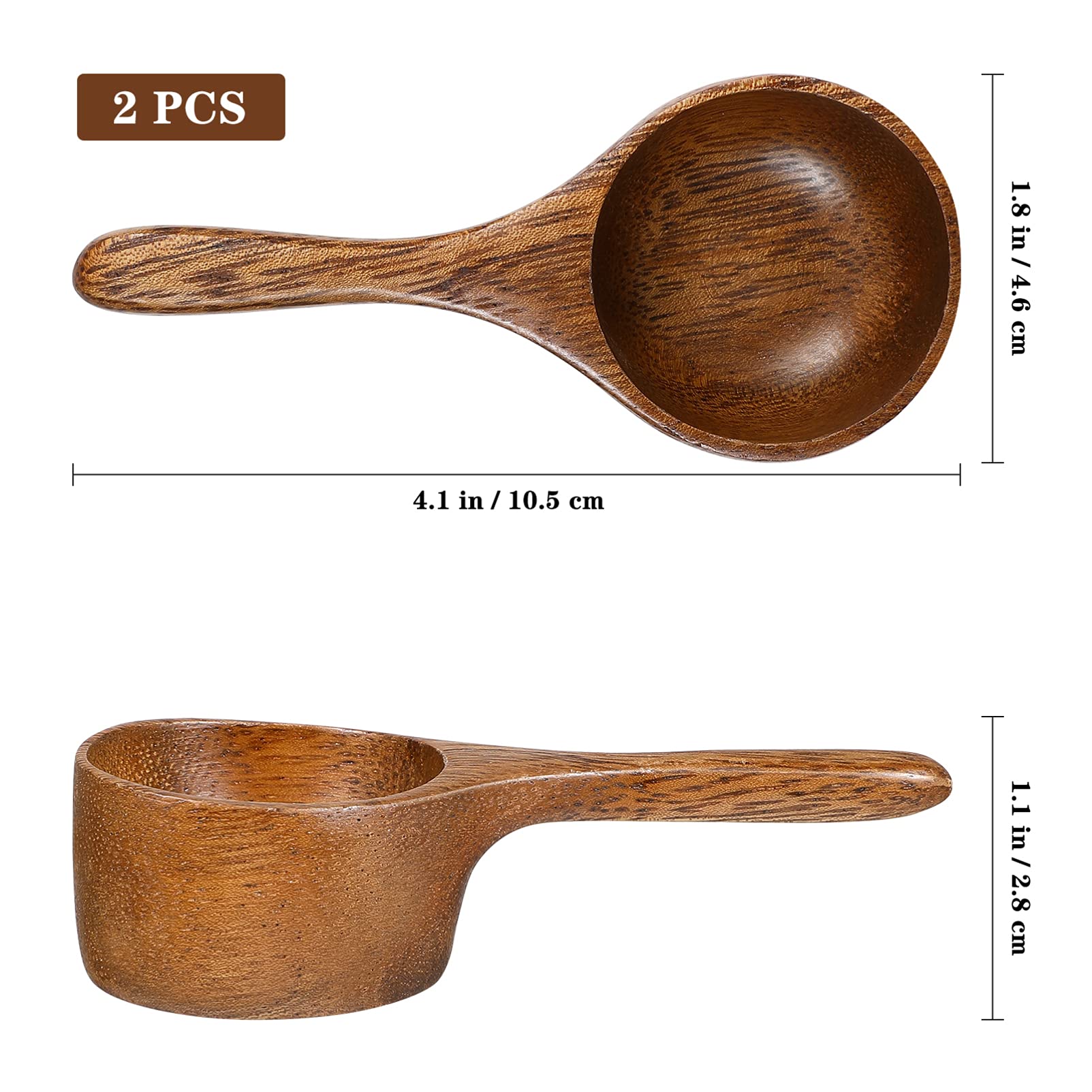 Yardwe 2Pcs Wooden Measuring Spoon, Acacia Wood Mini Coffee Scoop, Wooden Spoon Measuring Spoon For Coffee Beans Or Tea