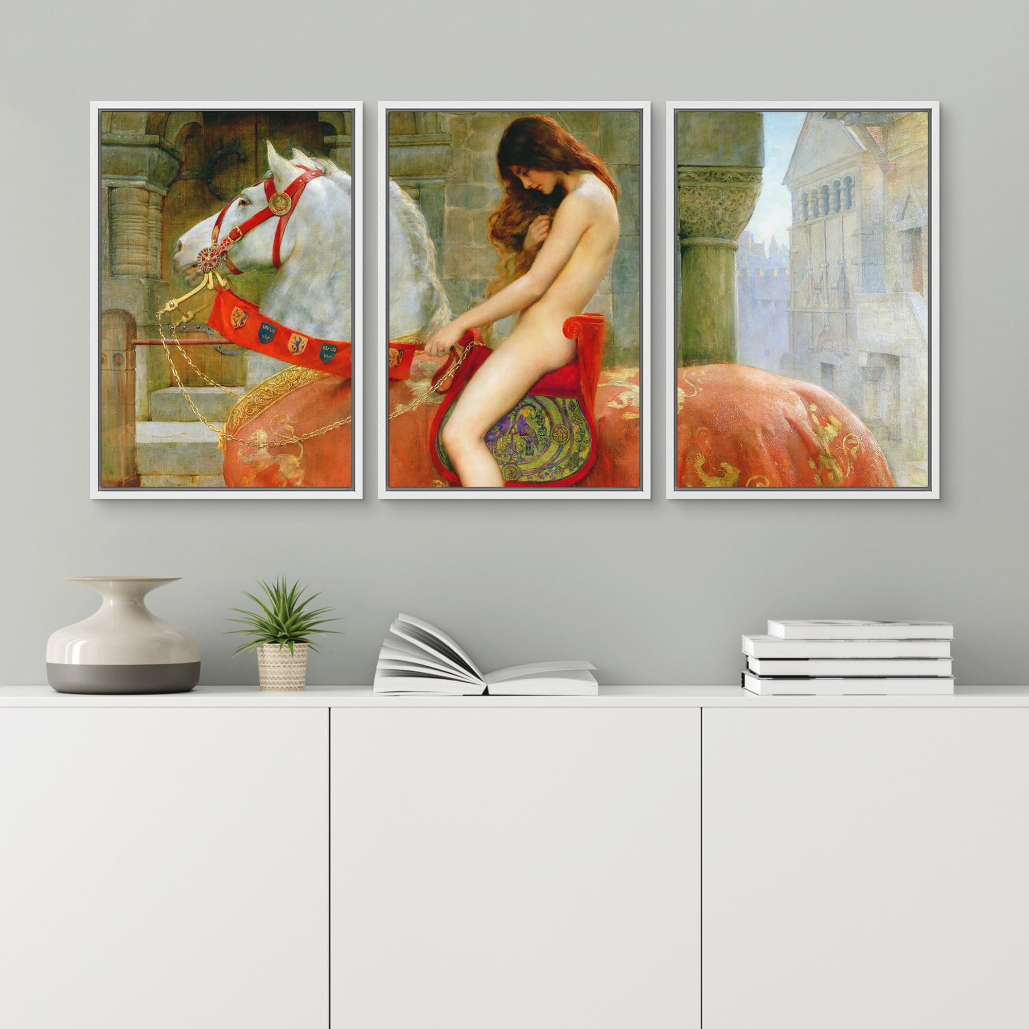 Wall26 Framed Canvas Print Wall Art Set Lady Godiva By John Collier Cultural Historic Oil Painting Fine Art Reproduction Scenic