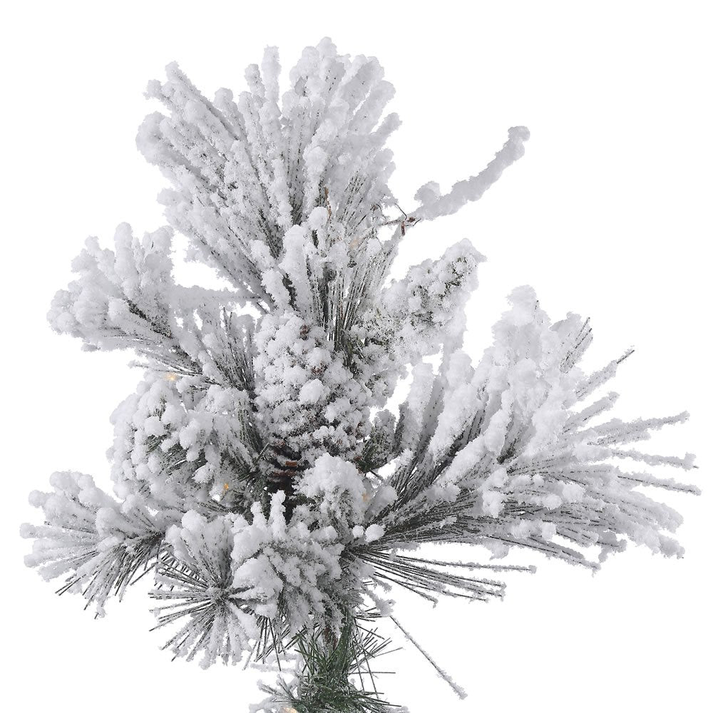 Vickerman 6.5' Unlit Flocked Alberta Artificial Christmas Tree - Comes with Artificial Pinecones - Snow Covered Faux Tree - Seas