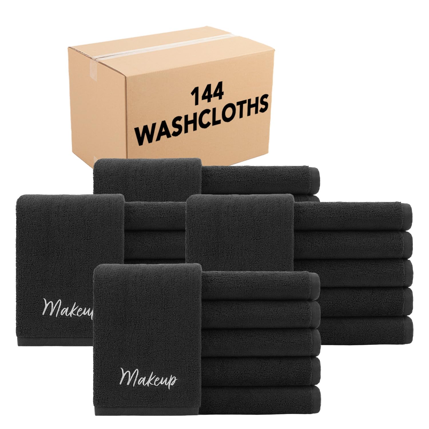 Arkwright Makeup Towels - Bulk Case Of 144 - Super Soft 100% Cotton, Gentle & Lightweight Face Make Up Remover Washcloths, Guest