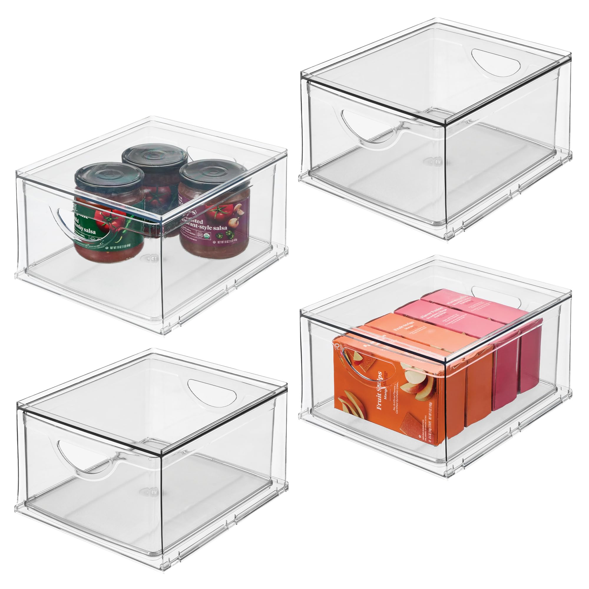 iDesign Stackable Storage Drawer for Fridge, Pantry, or Under Sinks, Set of 4, Clear, Made in USA