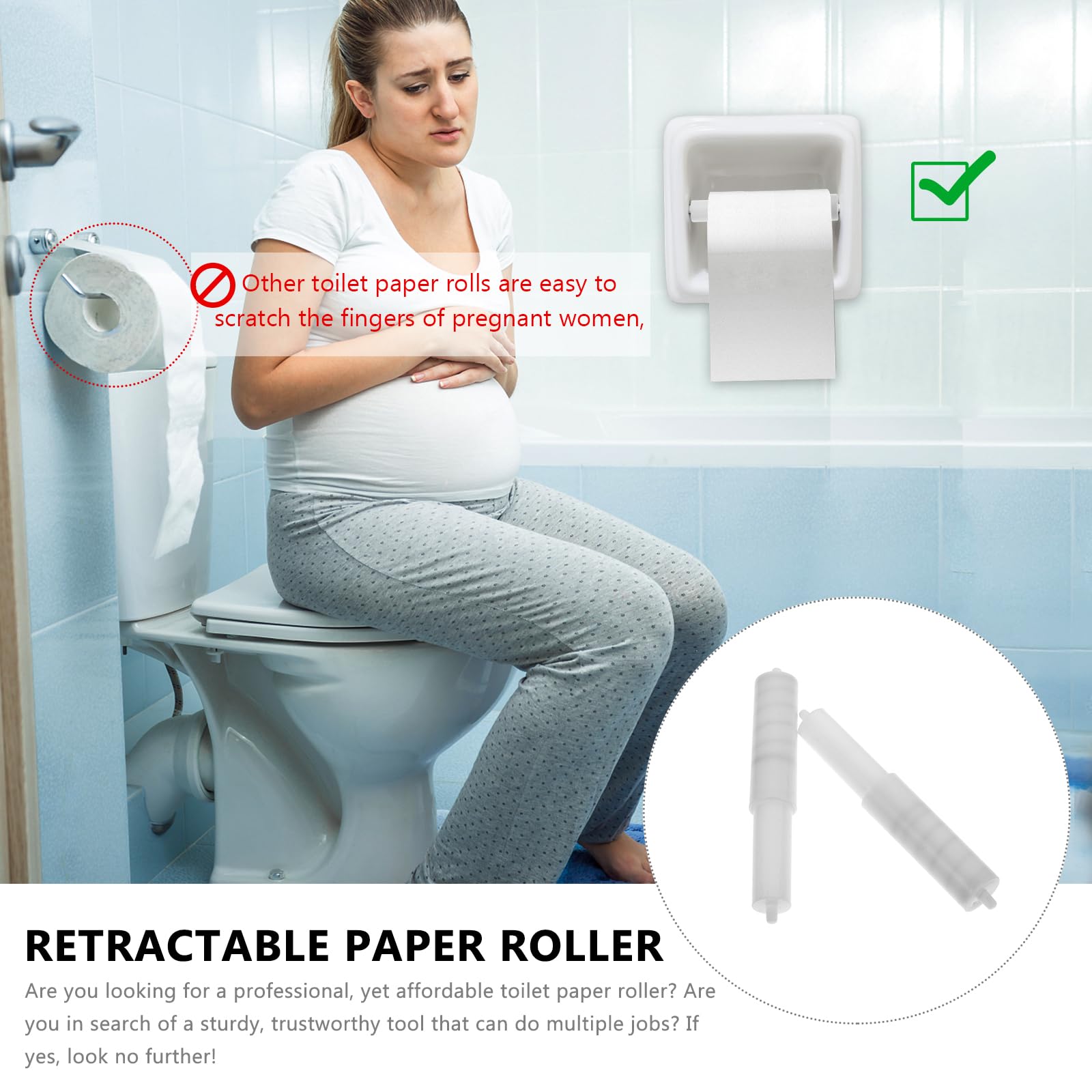 Toilet Paper Roller 2 Pack White Toilet Paper Holder Roller Spindle Replacement Rod Plastic Spring Loaded Paper Box Roller Roll
