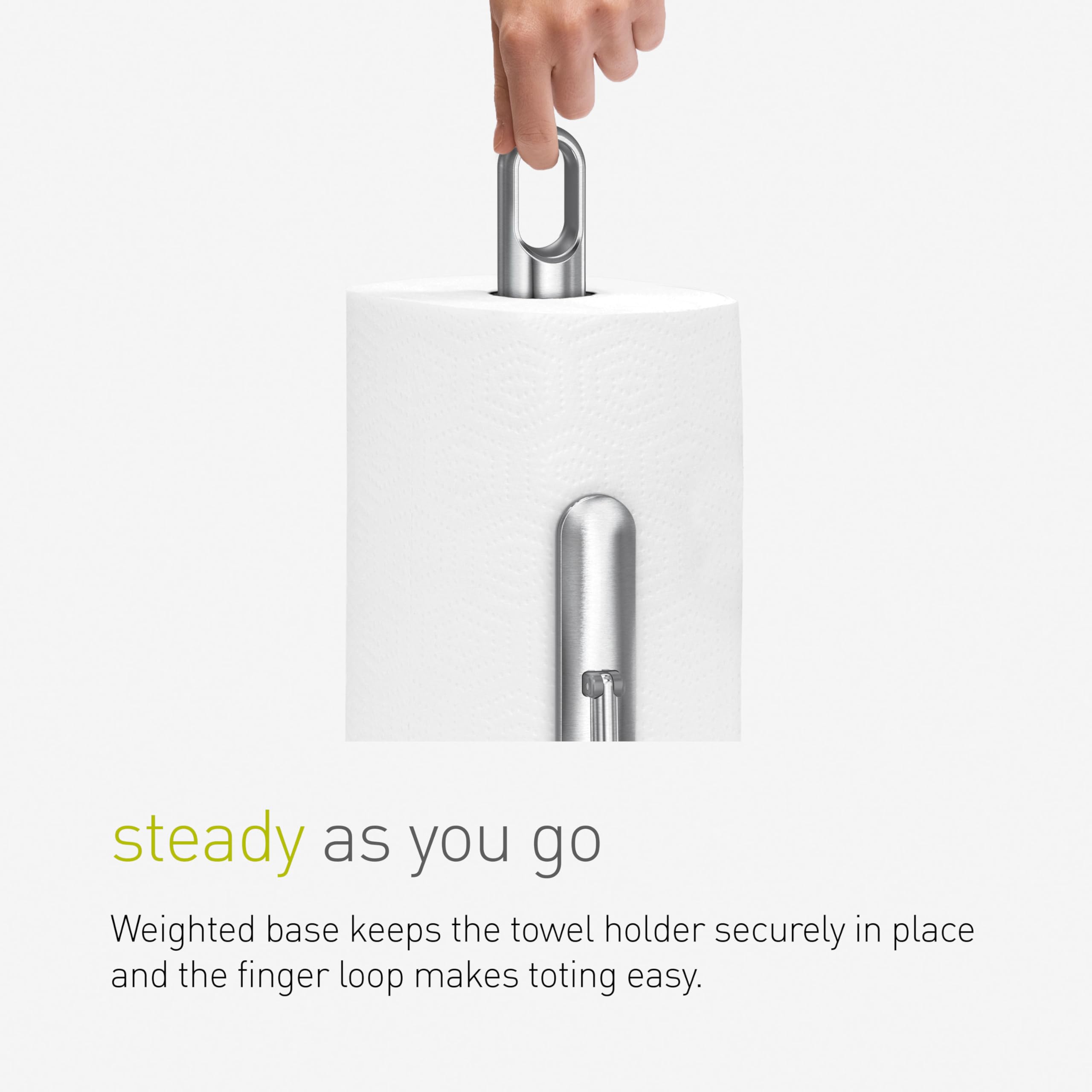 Simplehuman Tension Arm Paper Towel Holder, White Stainless Steel