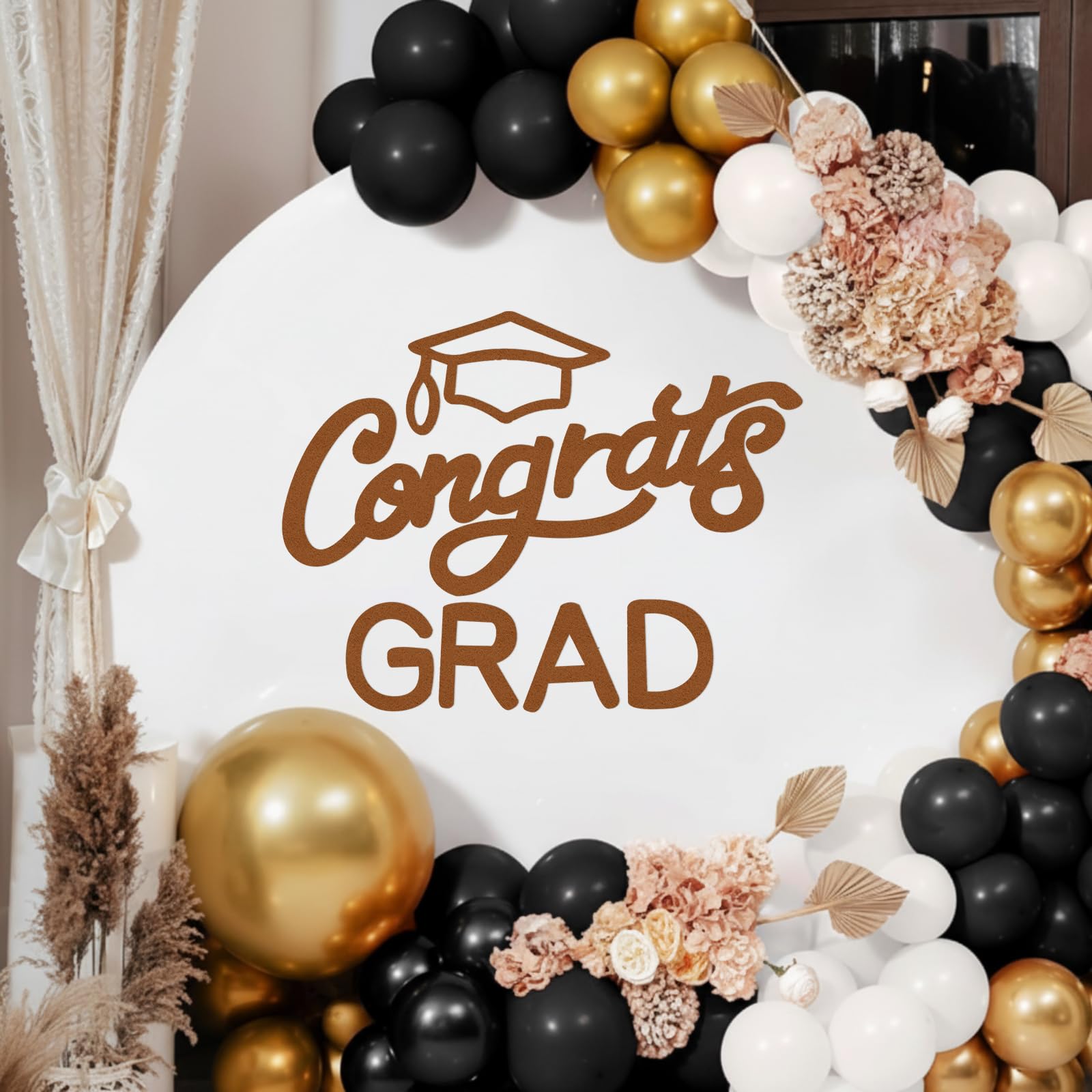 Mindsoft Brown Felt Congrats Grad Sticker Sign for Backdrop Graduation Decor for Party Congrats Grad Class of 2026 Event Letter 