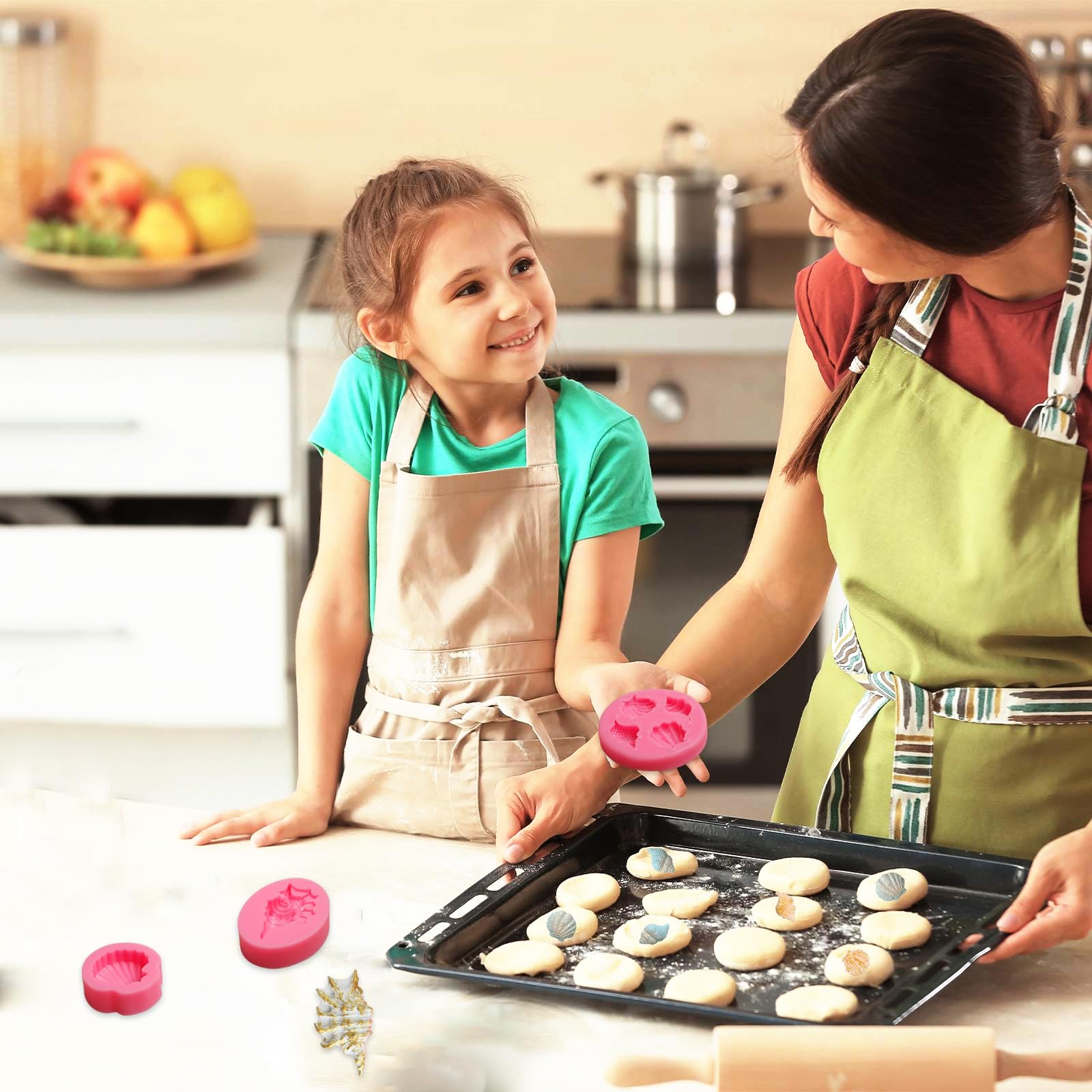 Muyulin Seashell Fondant Mold Silicone, 3 Packs Large Conch Chocolate Baking Molds For Sea Theme Cake Decoration, Cupcake Topper