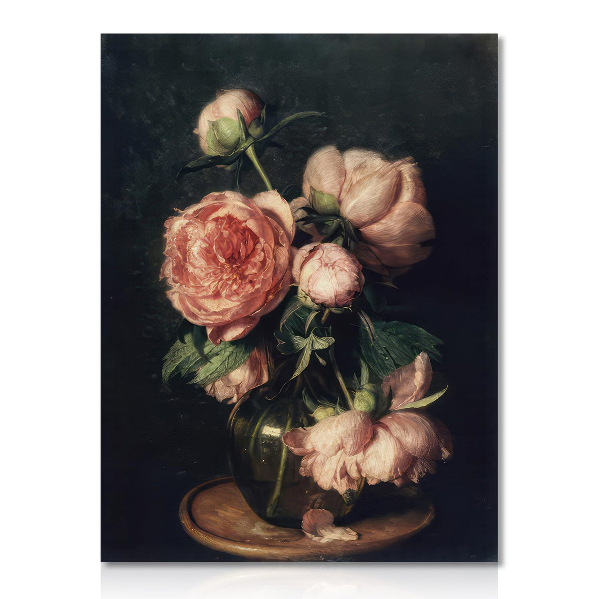 Dazzlewall Peony Flower Canvas Wall Art Moody Floral Poster Painting Dark Academia Aesthetic Decor For Bedroom Living Room Farmh
