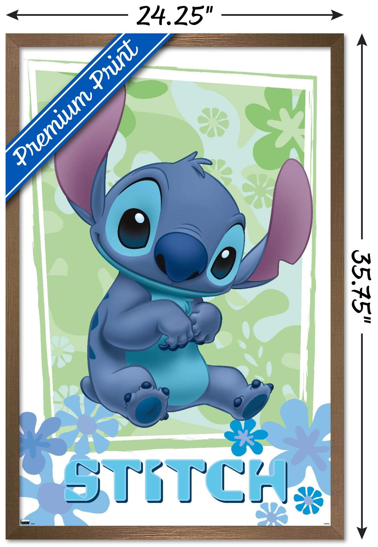 Trends International Disney Lilo And Stitch - Flowers Wall Poster, 22.375'' X 34'', Bronze Framed Version