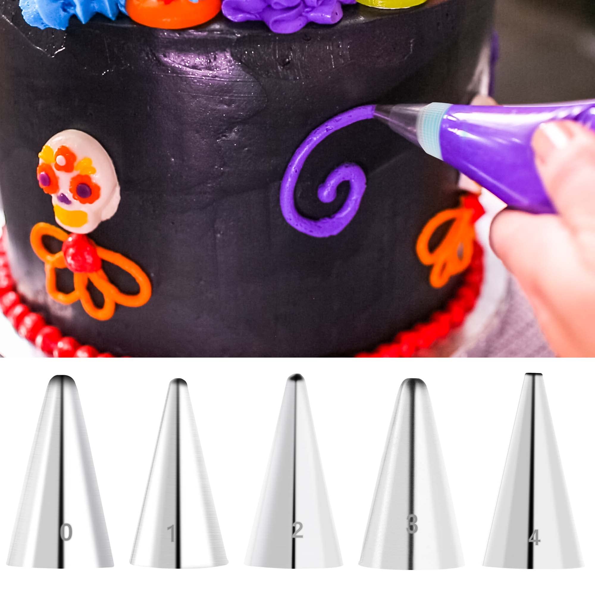 GOOTRADES 7 Pcs-Set Cake Decorating Tips (5 Writing Tube 1 Coupler 1 Silicone Pastry Bag)