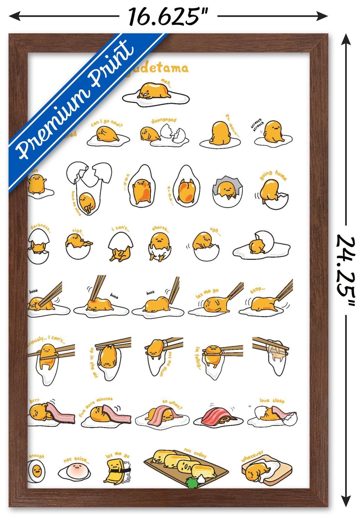 Trends International Gudetama - Grid Wall Poster, 14.725'' X 22.375'', Mahogany Framed Version
