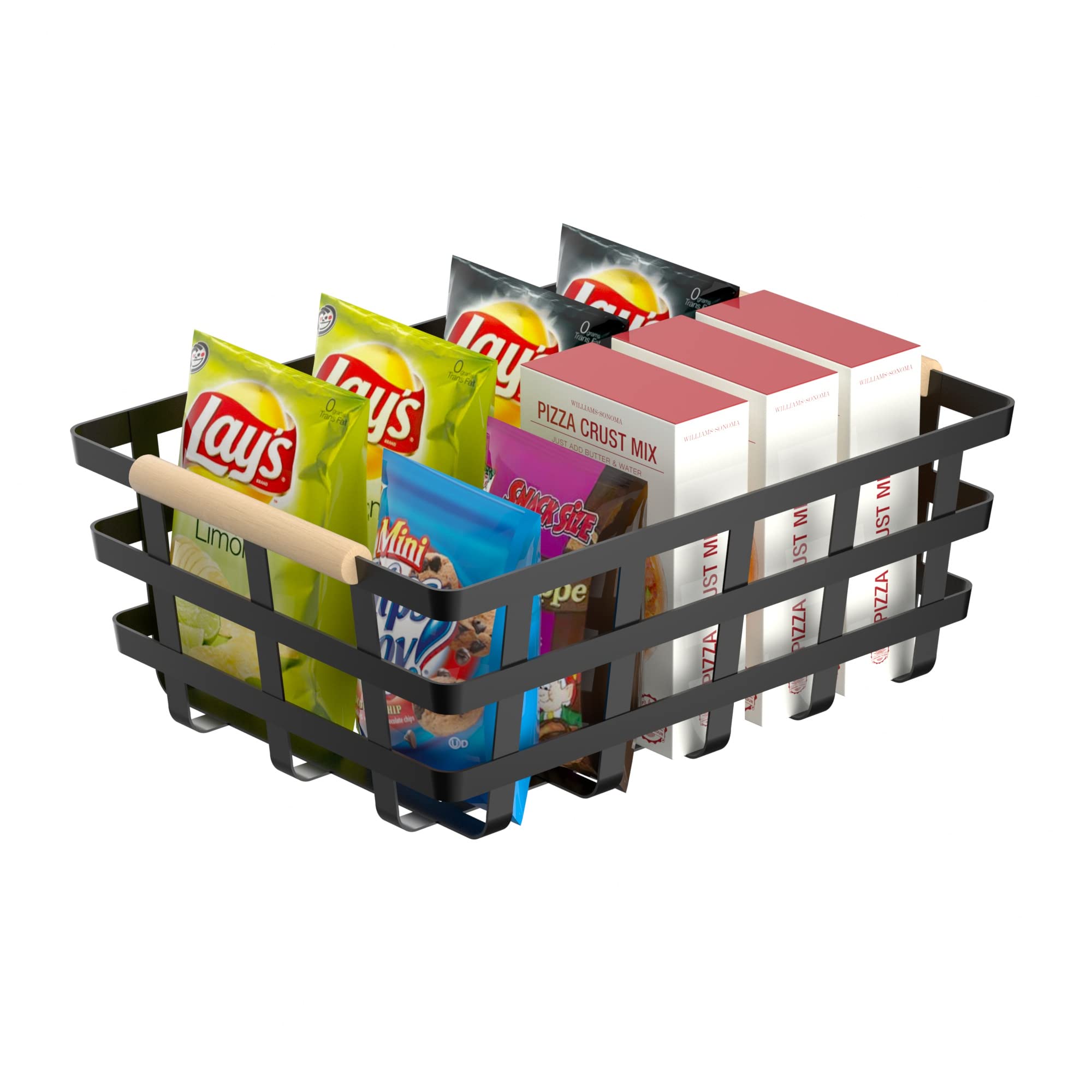 Large Farmhouse Wire Baskets Metal Storage Bin Basket Storage Organizer Farmhouse Fruit Bin With Wood Handles For Pantry Cabinet