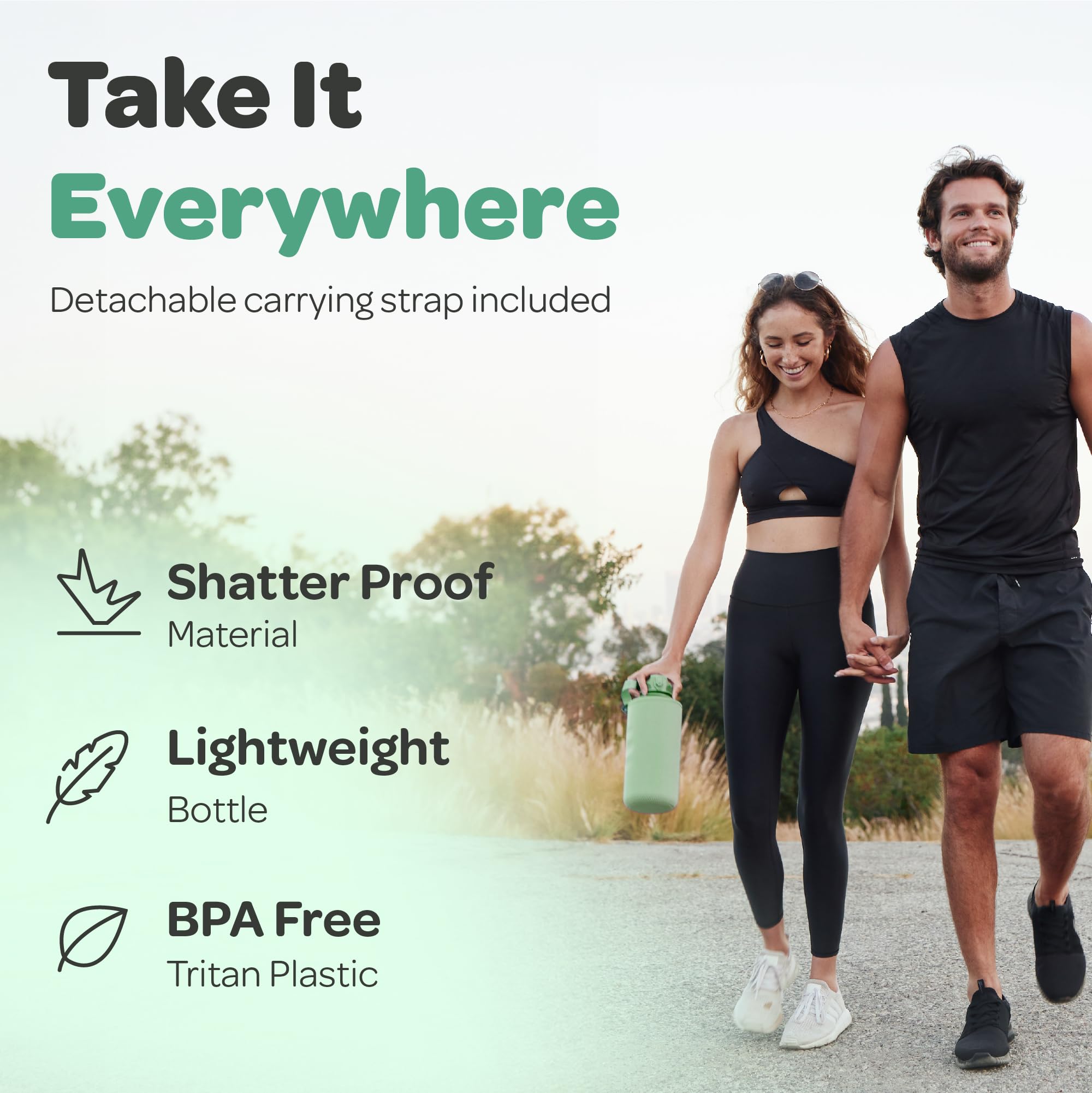 Hydracy Water Bottle with Time Marker -Large Half gallon 64oz BPA Free Bottle & No Sweat Sleeve -Leak Proof gym Bottle with Fruit Infuser Strainer & Times to Drink -Ideal gift for Sports & Outdoors