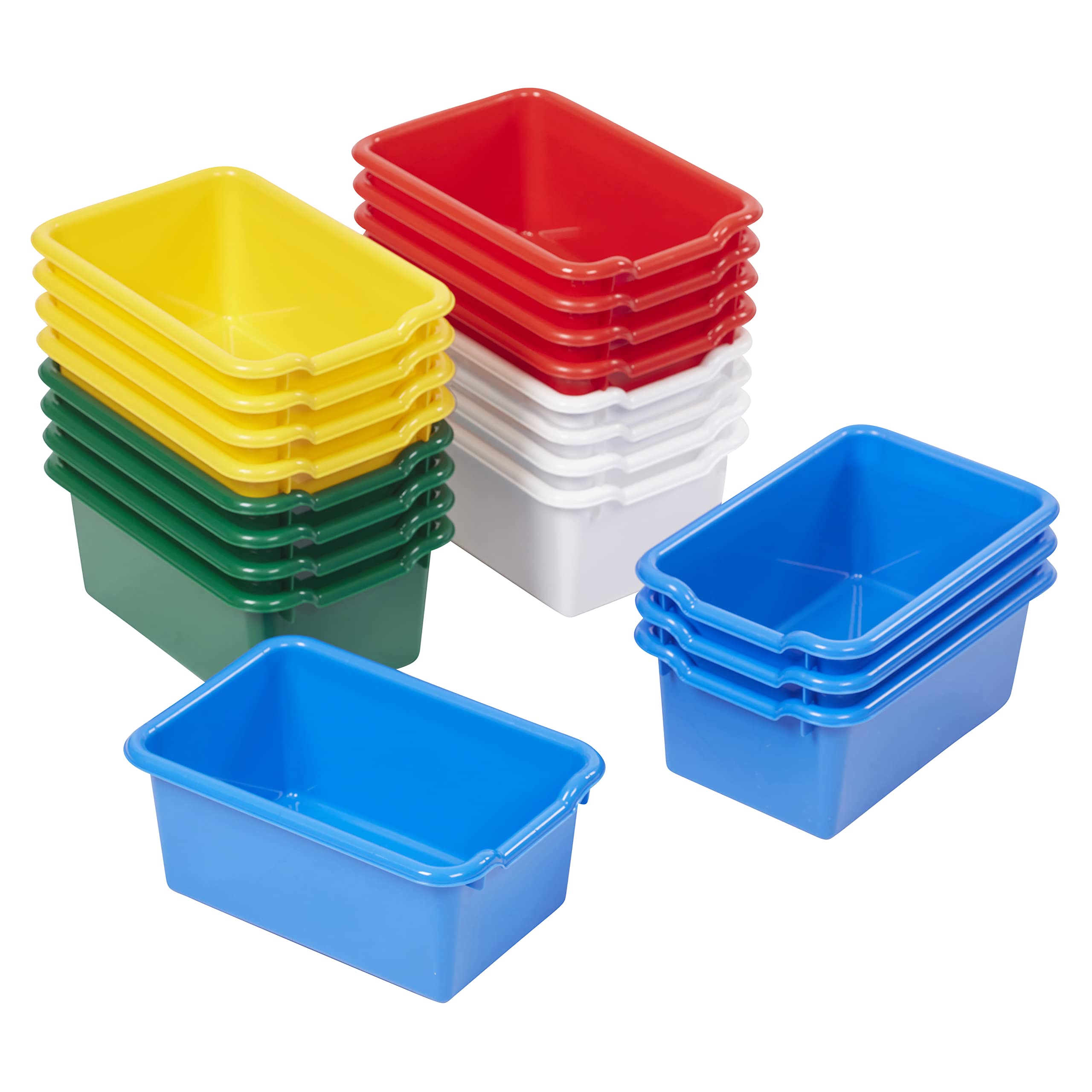 ECR4Kids Scoop Front Storage Bin, Multipurpose Organization, French Blue, 20-Piece