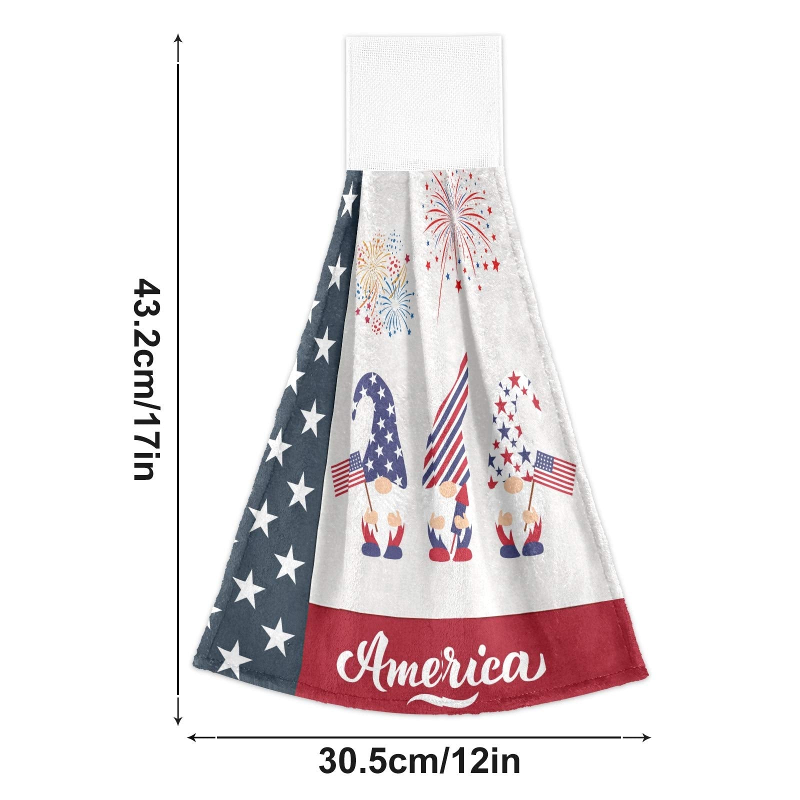 Boccsty American Flag Gnomes Hanging Kitchen Towels 2 Pieces Independence